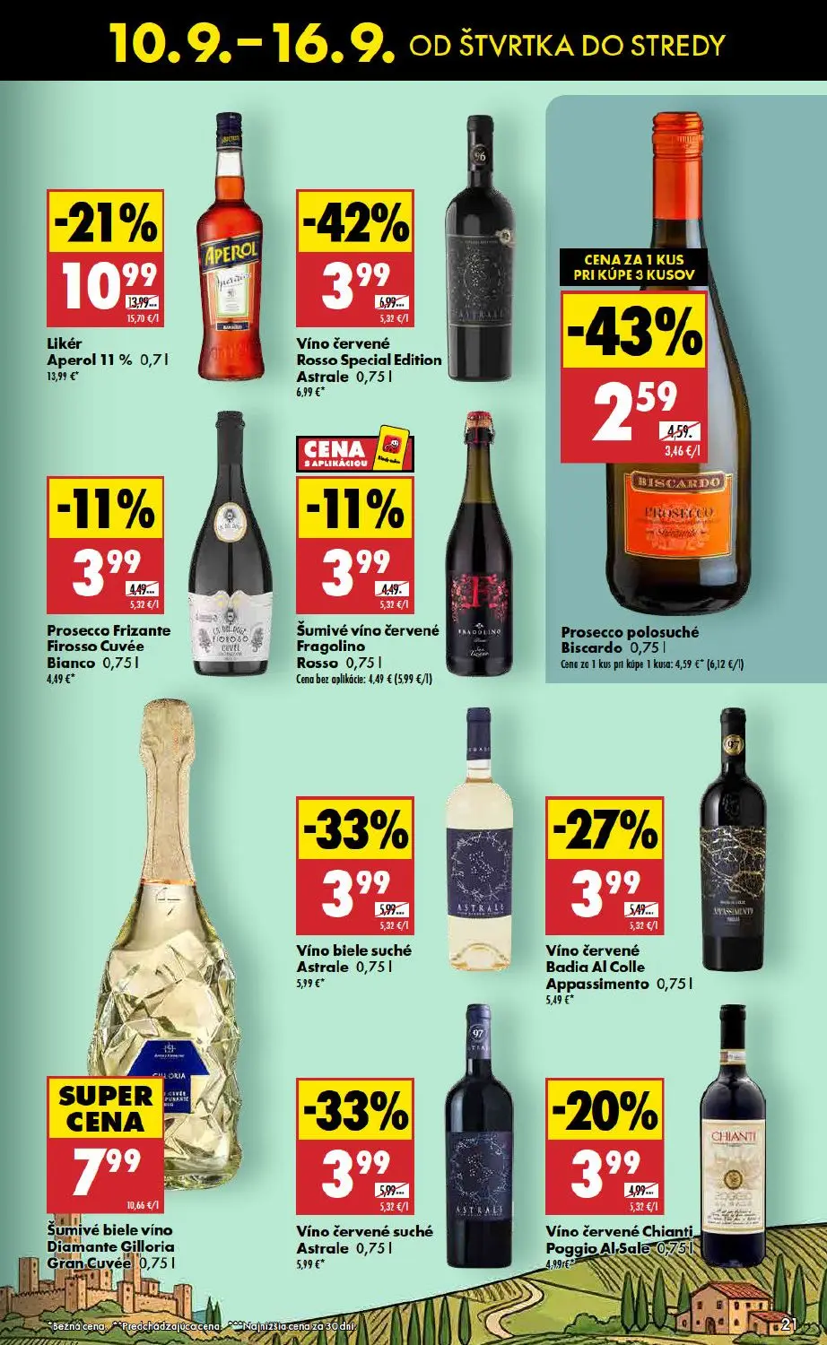 Biedronka leták, strana 21 z 48 — Víno červené Rosso Special Edition Astrale, Prosecco polosuché Biscardo, Víno biele suché …