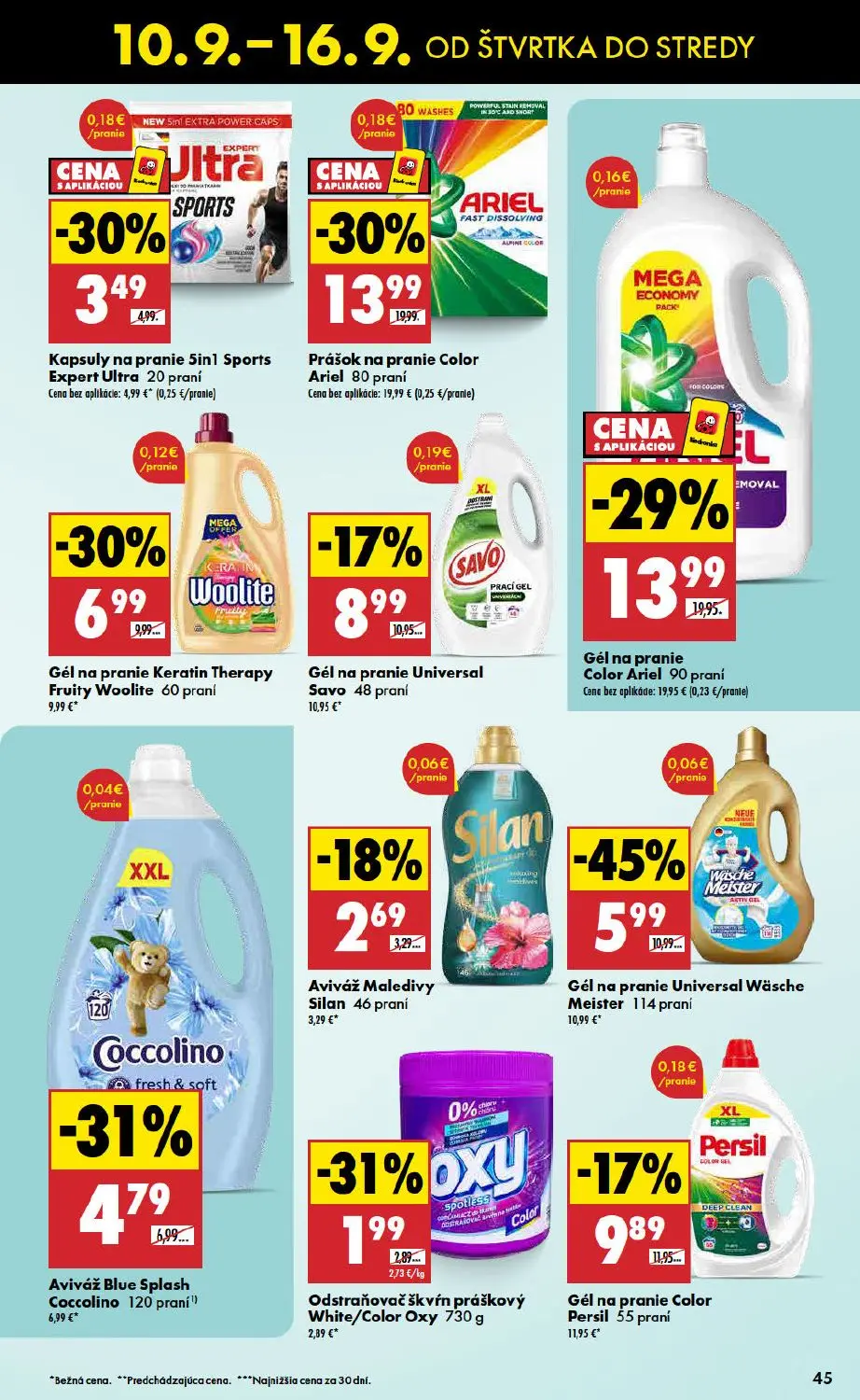 Biedronka leták, strana 45 z 48 — Prášok na pranie Color Ariel, Gél na pranie Color Ariel, Gél na pranie Universal Wäsche Me…