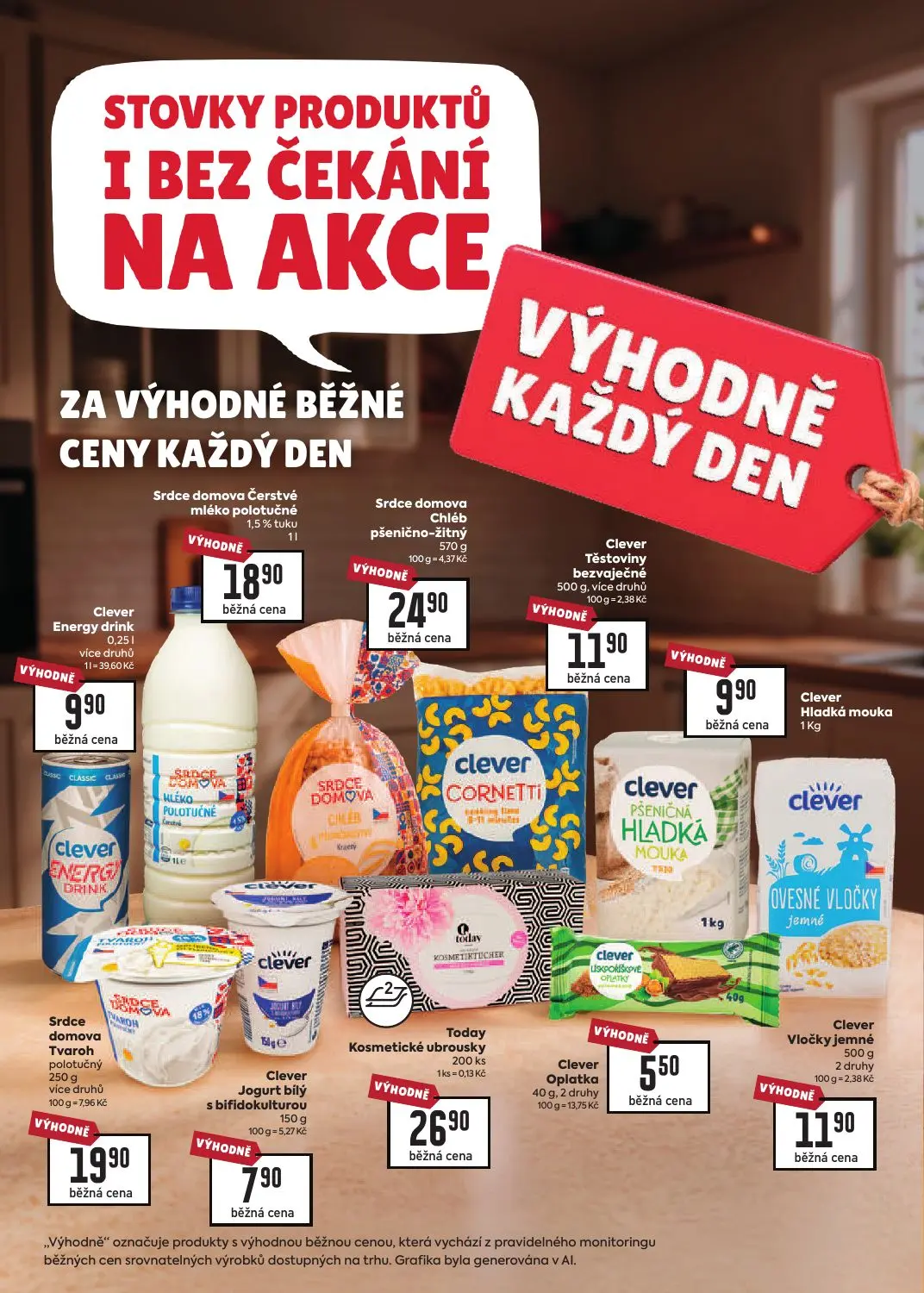 Billa leták, strana 5 z 39 — Clever Energy drink, Srdce domova Čerstvé mléko polotučné, Srdce domova Chléb pšenično-žitný