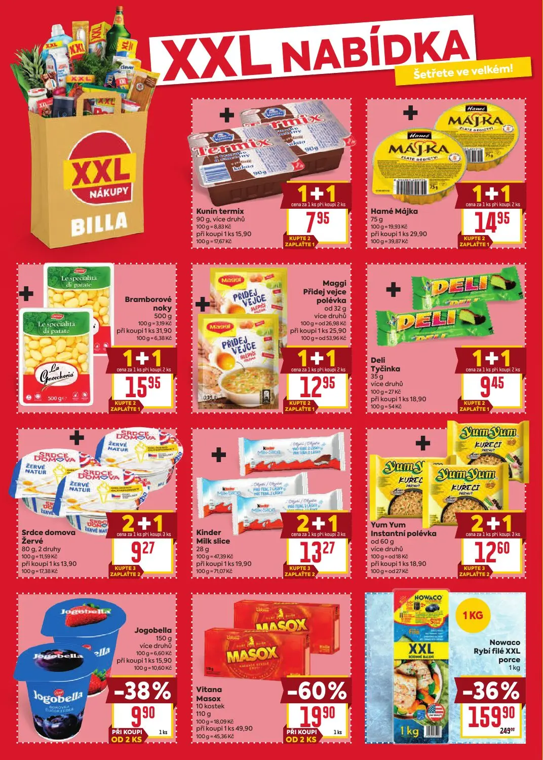Billa leták, strana 10 z 39 — Nowaco Rybí filé XXL porce, Vitana Masox, Jogobella