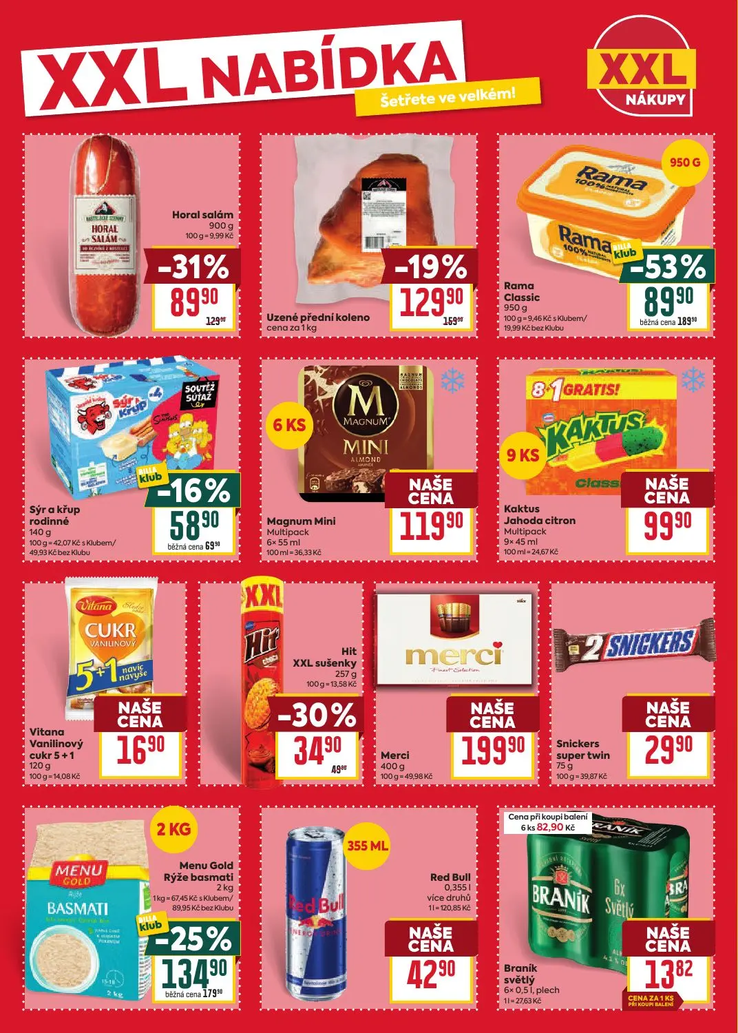 Billa leták, strana 11 z 39 — Rama Classic, Menu Gold Rýže basmati, Horal salám