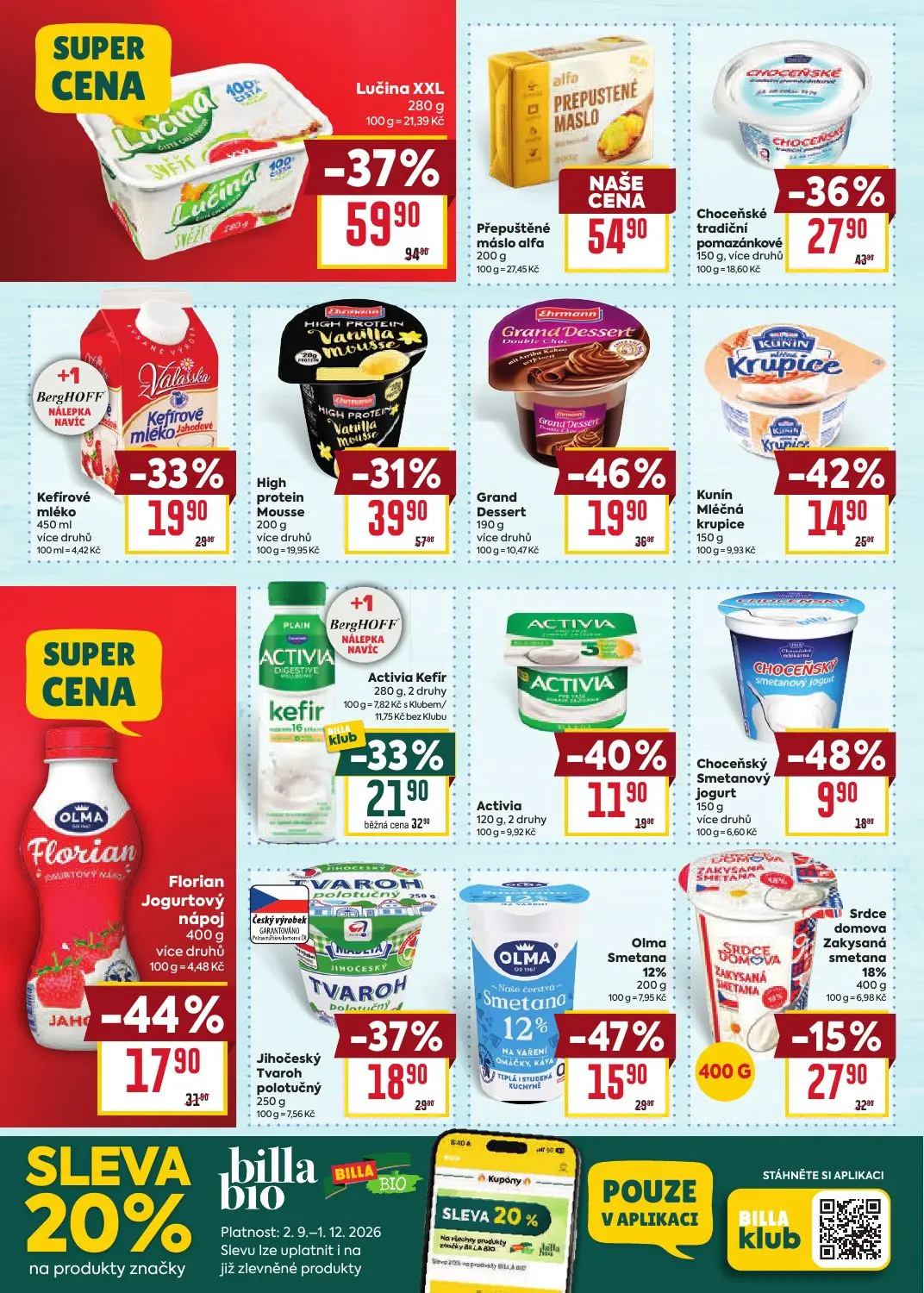 Billa leták, strana 18 z 39 — Lučina XXL, High protein Mousse, Grand Dessert