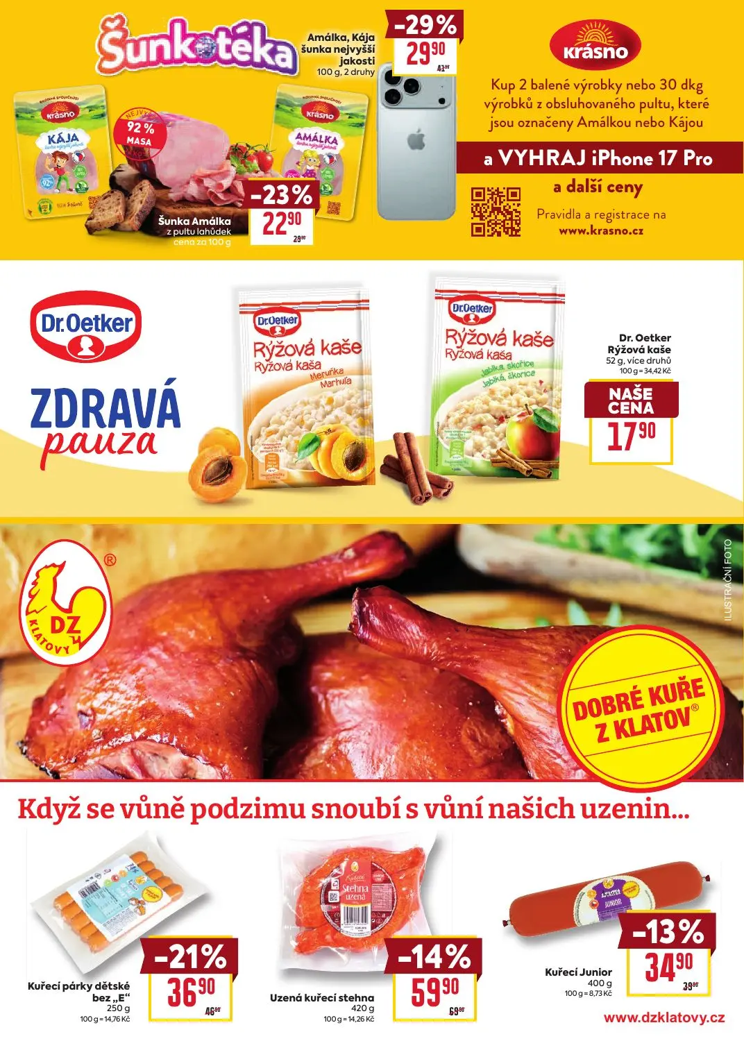 Billa leták, strana 20 z 39 — Amálka, Kája šunka nejvyšší jakosti, Uzená kuřecí stehna, Kuřecí párky dětské bez „E"