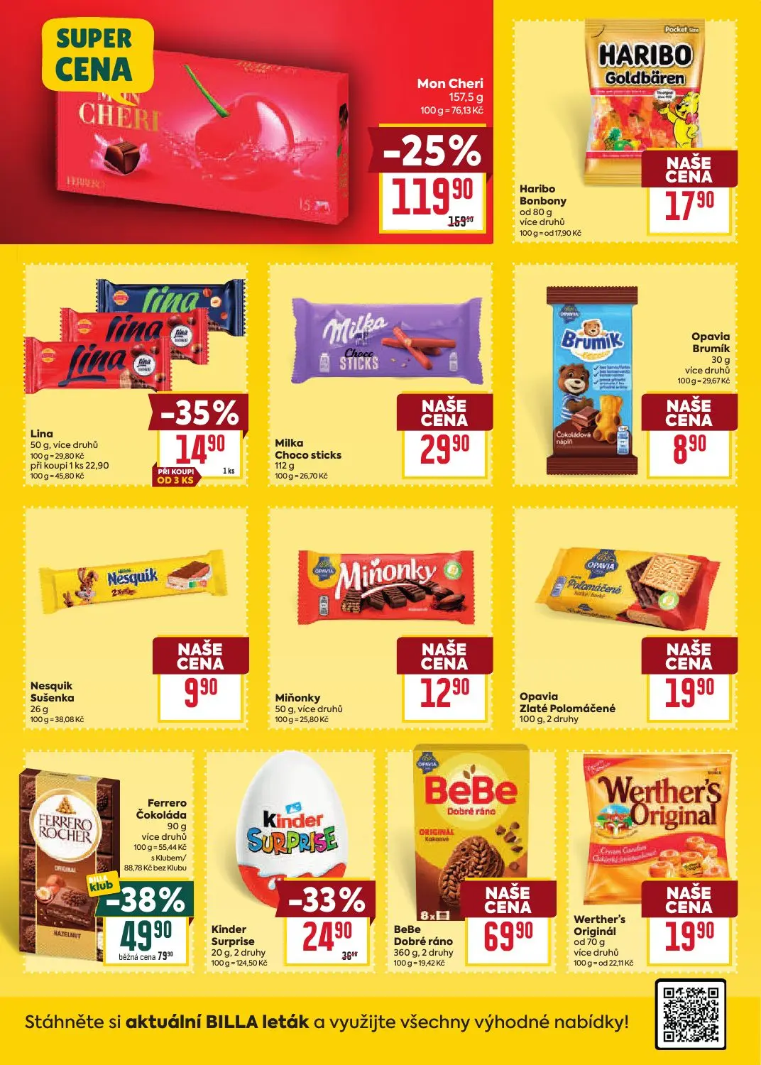 Billa leták, strana 26 z 39 — Mon Cheri, Ferrero Čokoláda, Kinder Surprise