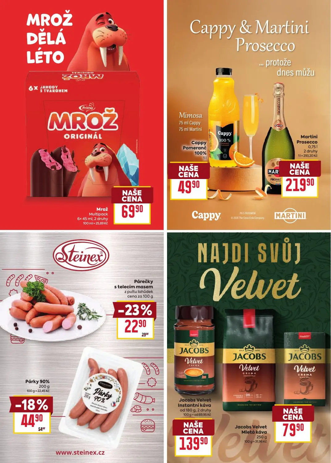 Billa leták, strana 28 z 39 — Párky 90%, Párečky s telecím masem z pultu lahůdek, Mrož Multipack