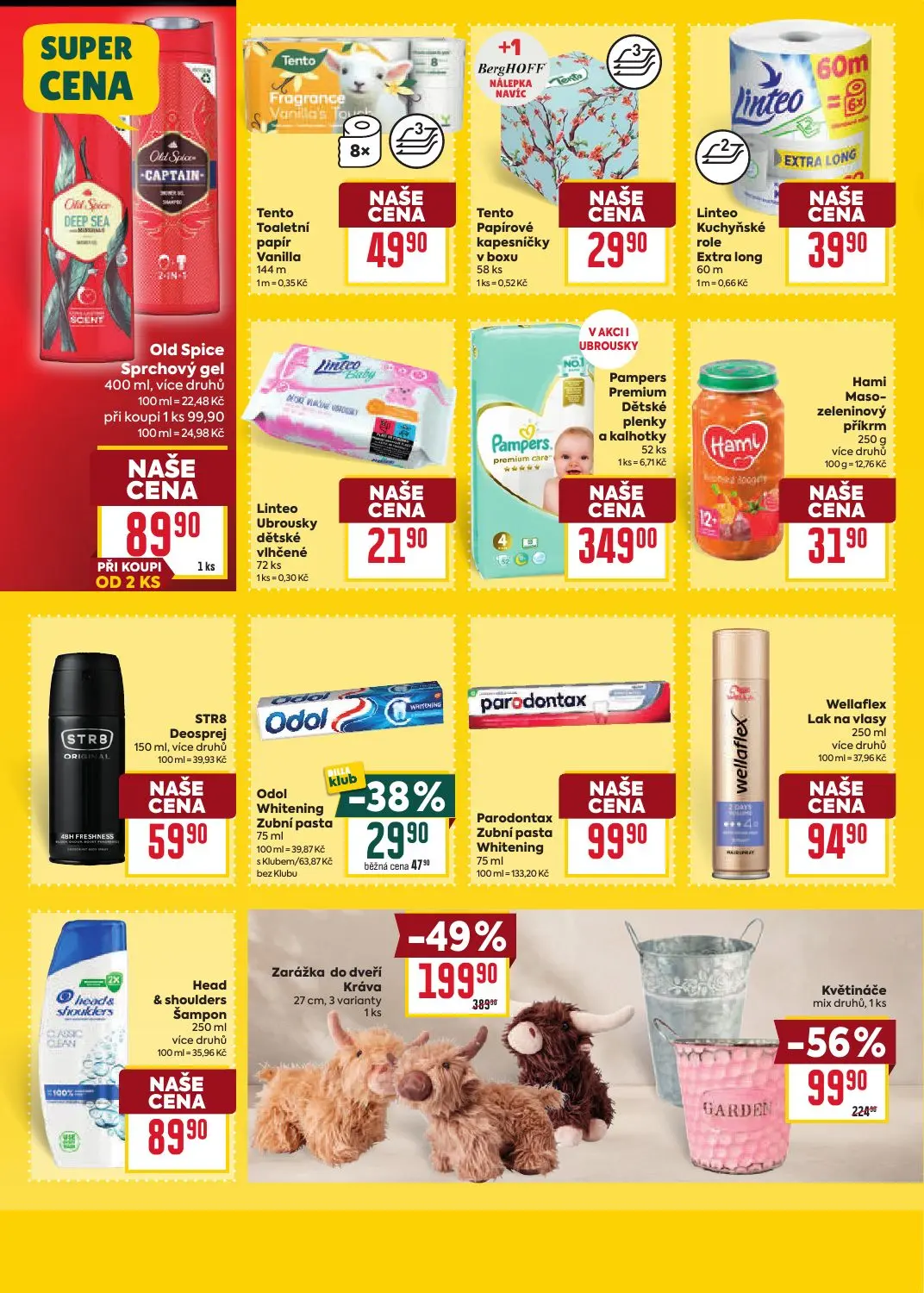 Billa leták, strana 32 z 39 — Zarážka do dveří Kráva, Květináče, Odol Whitening Zubní pasta