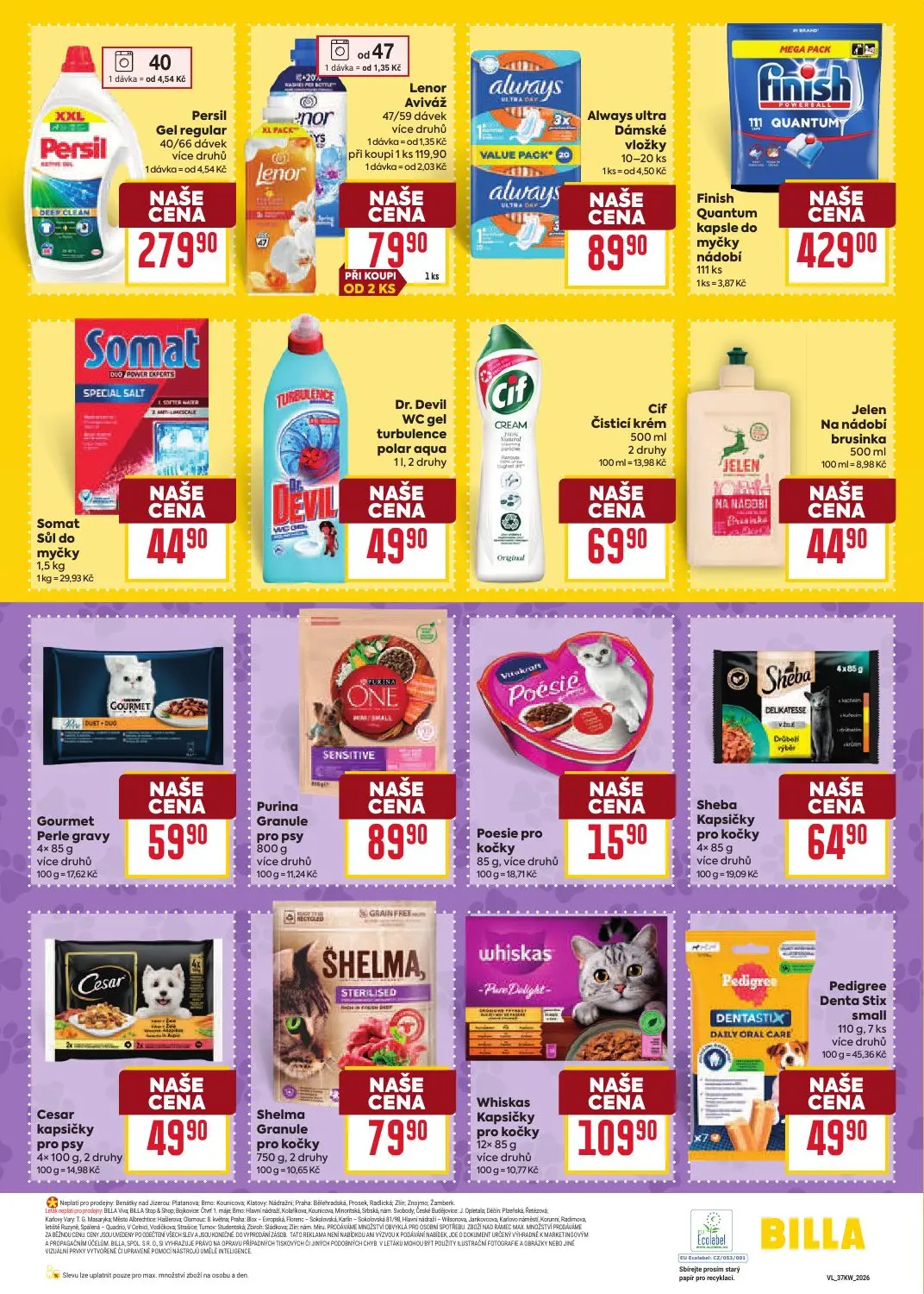 Billa leták, strana 33 z 39 — Persil Gel regular, Lenor Aviváž, Always ultra Dámské vložky