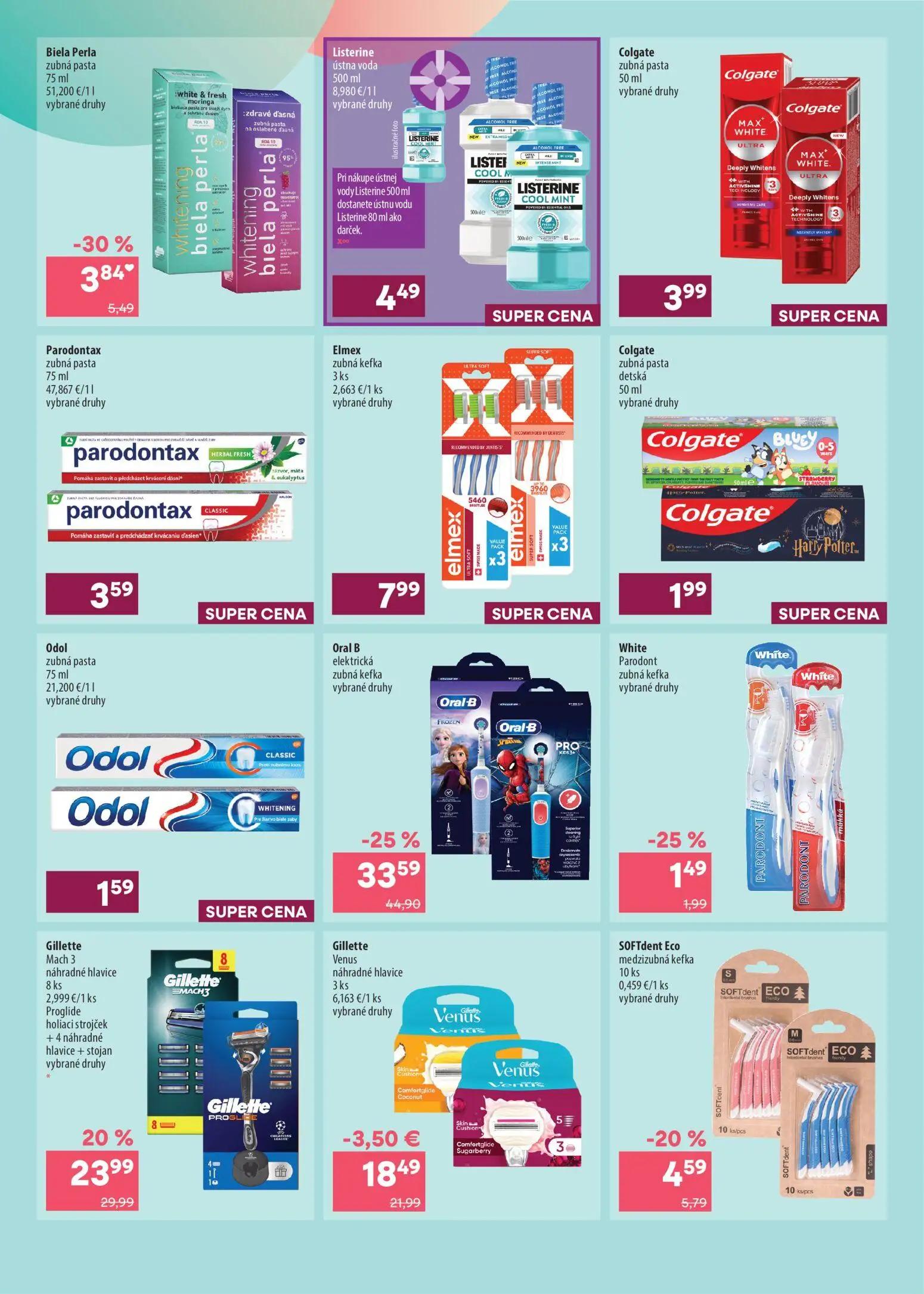 101 Drogerie leták, strana 2 z 16 — Oral B elektrická zubná kefka, Gillette Mach 3 náhradné hlavice, Gillette Venus náhradné…
