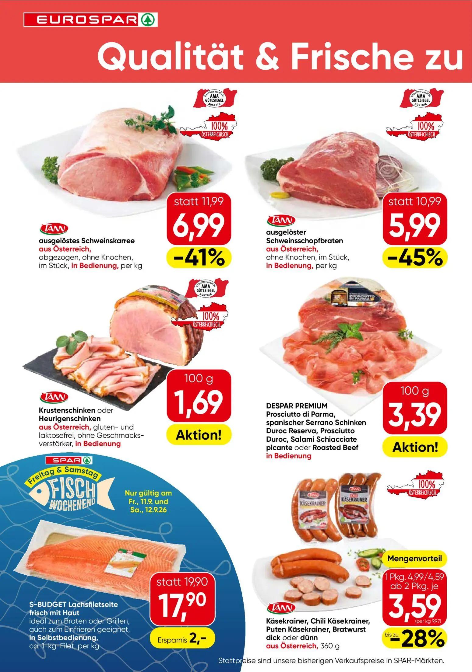 Eurospar Prospekt, Seite 2 von 16 — ausgelöstes Schweinskarree aus Österreich, abgezogen, ohne Knochen, im Stück, in Bedienu…