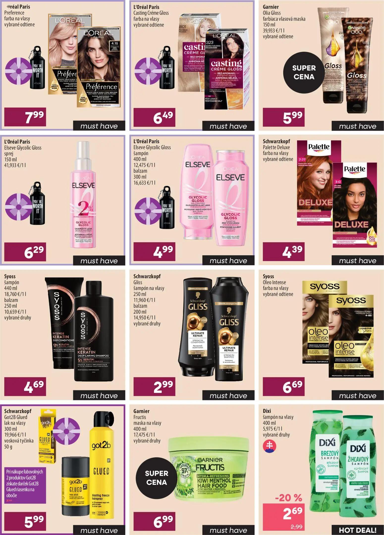101 Drogerie leták, strana 12 z 16 — Dixi šampón na vlasy, L'Oréal Paris Preference farba na vlasy vybrané odtiene, L'Oréal …