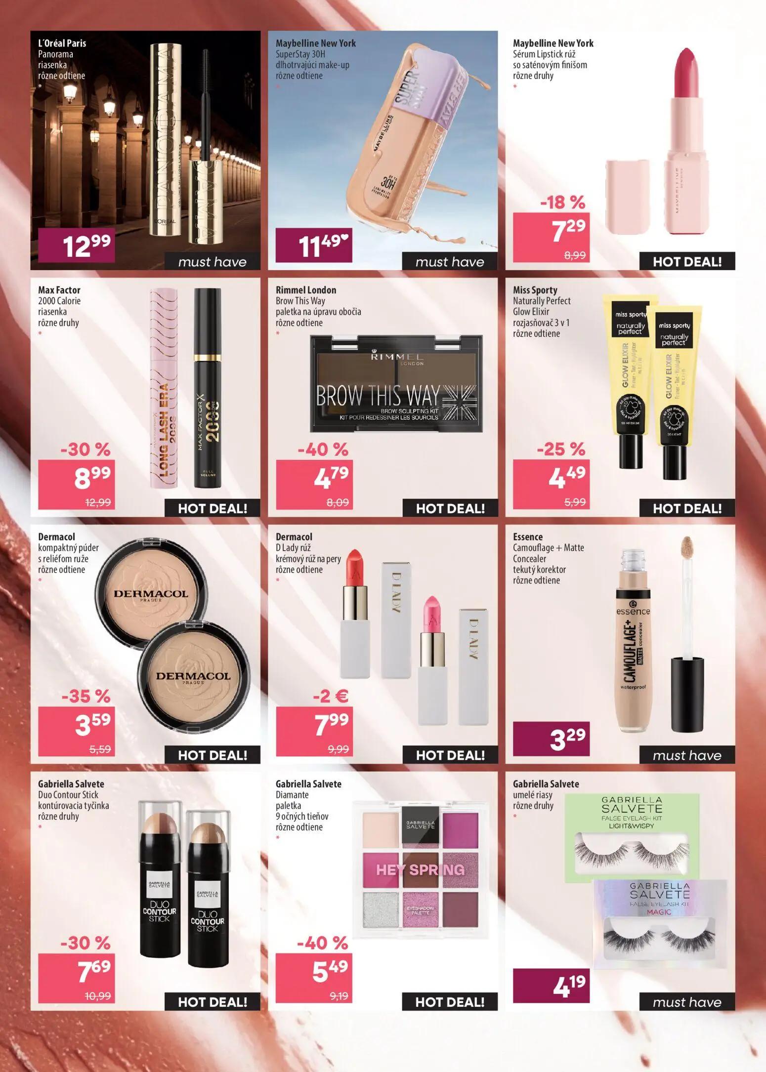 101 Drogerie leták, strana 15 z 16 — Max Factor 2000 Calorie riasenka, Gabriella Salvete Diamante paletka 9 očných tieňov, R…