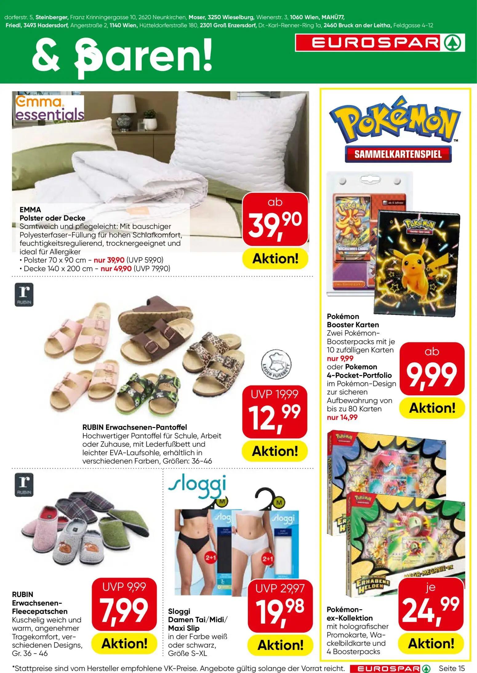 Eurospar Prospekt, Seite 15 von 16 — EMMA Decke, EMMA Polster oder Decke, Sloggi Damen Tai/Midi/Maxi Slip