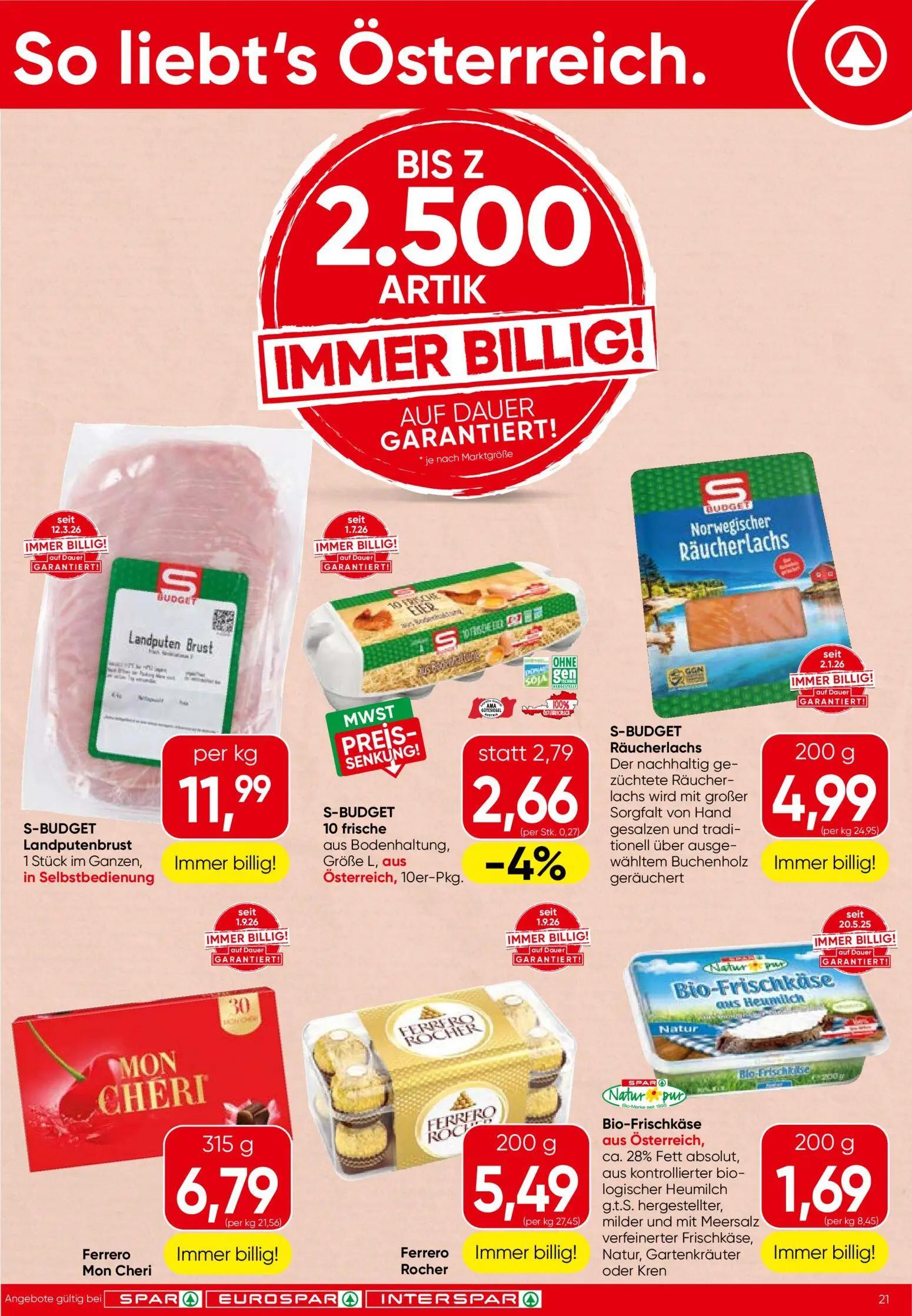 Spar Prospekt, Seite 21 von 24 — 10 frische Eier, Landputenbrust, Norwegischer Räucherlachs
