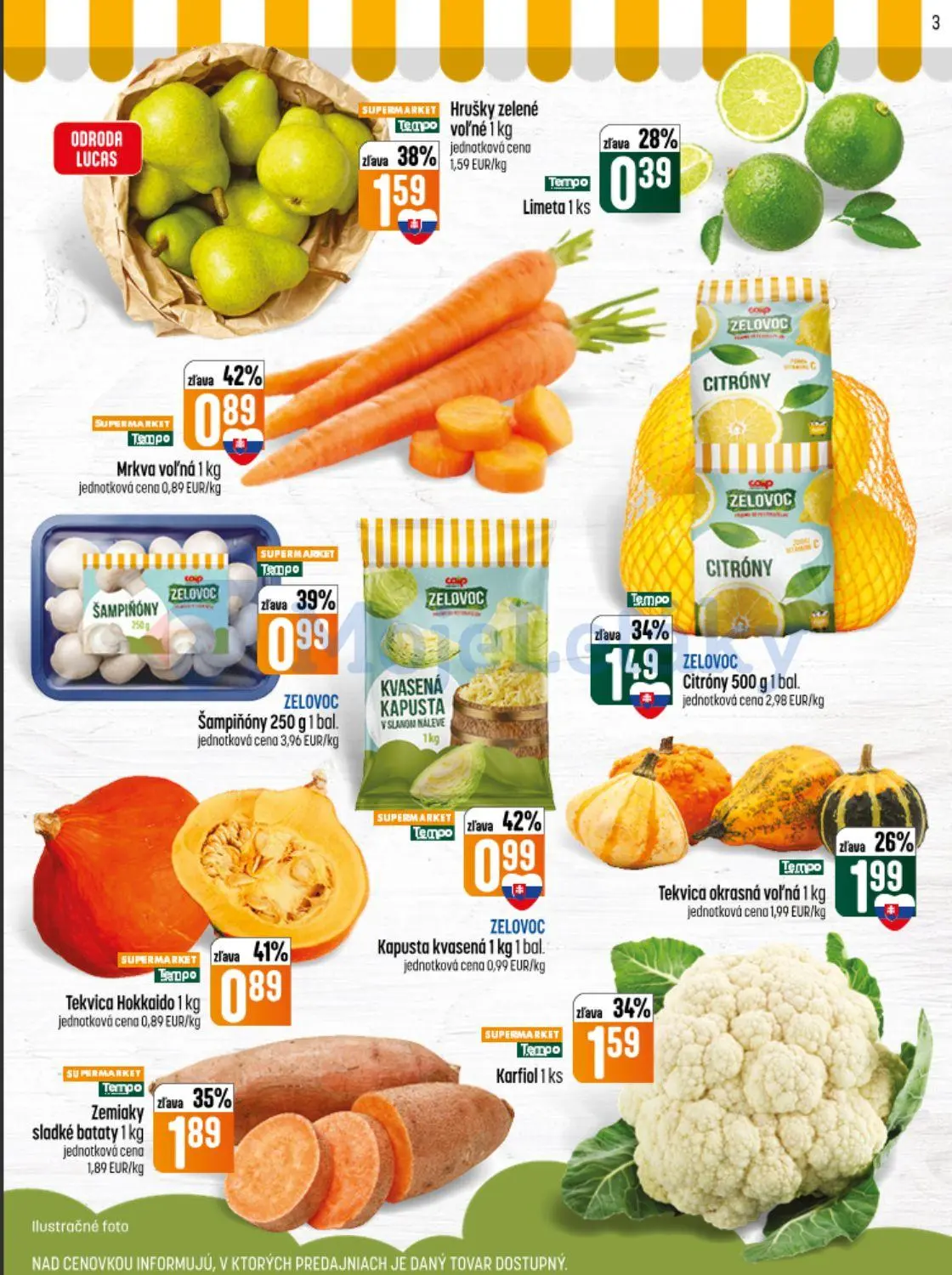 Coop Jednota leták, strana 3 z 32 — Zemiaky sladké bataty, Hrušky zelené voľné, Karfiol