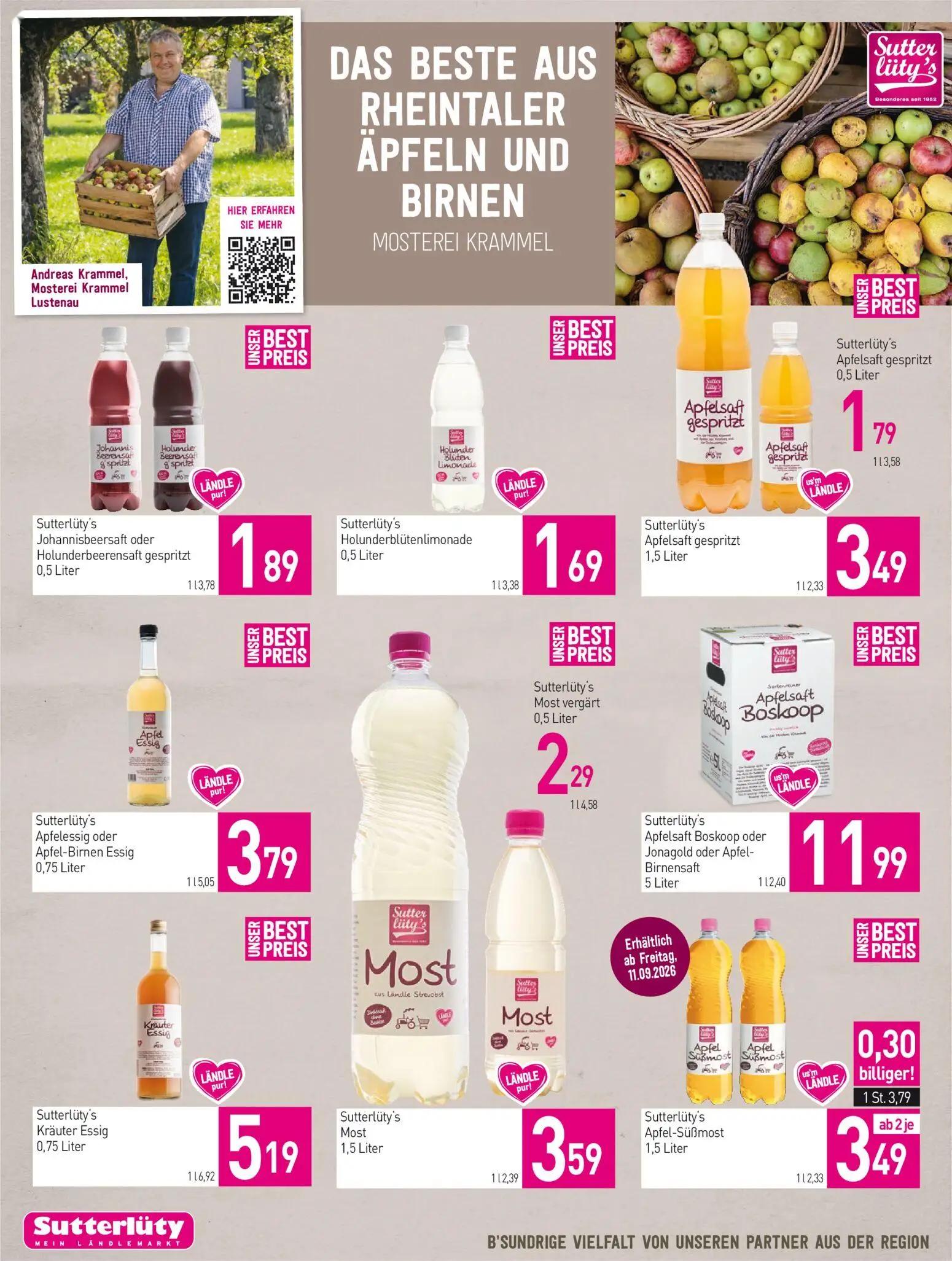 Sutterlüty Prospekt, Seite 12 von 20 — Sutterlüty's Apfel-Süßmost, Sutterlüty's Johannisbeersaft oder Holunderbeerensaft ges…