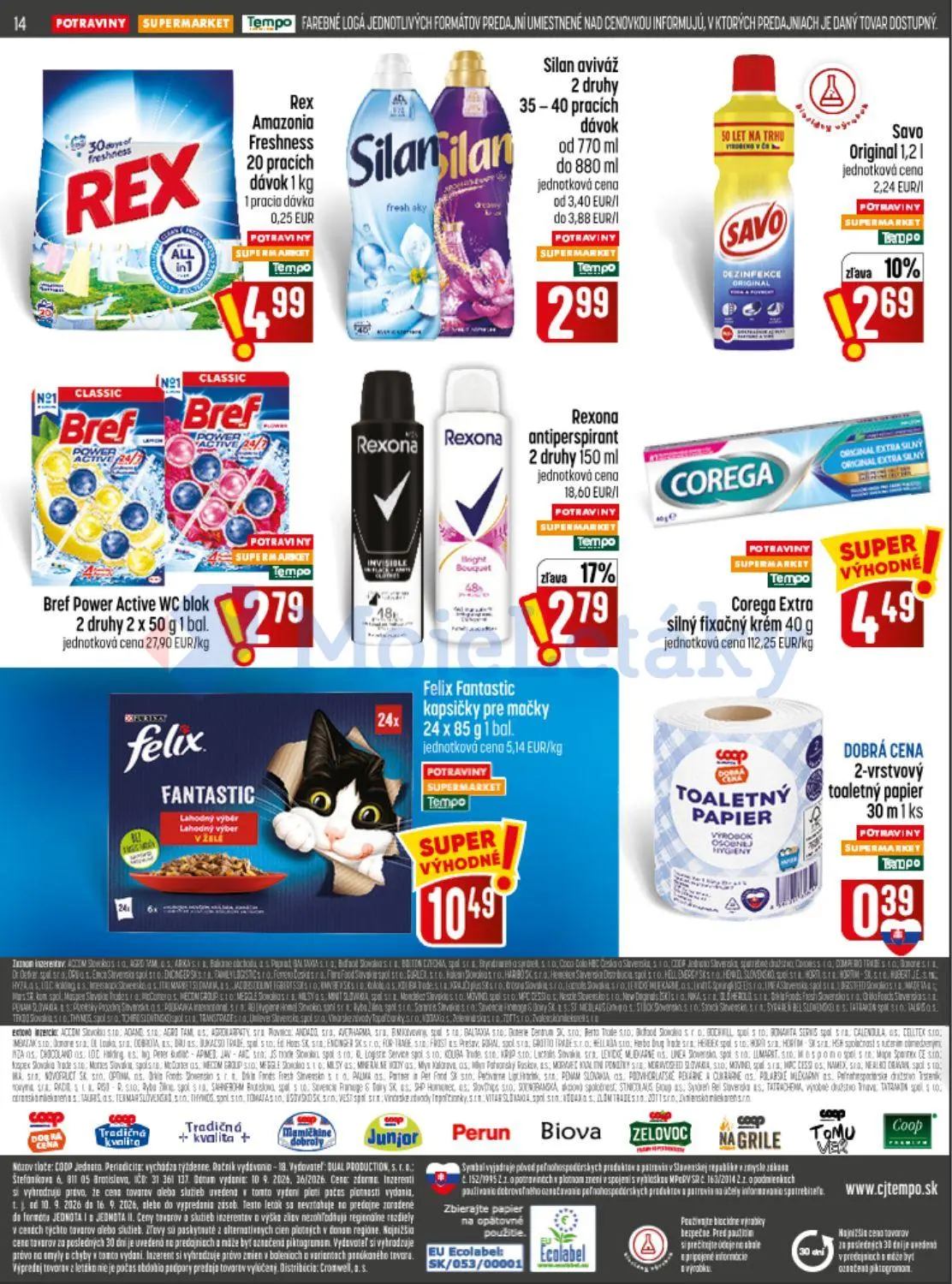 Coop Jednota leták, strana 14 z 32 — Rexona antiperspirant, Savo Original, Rex Amazonia Freshness