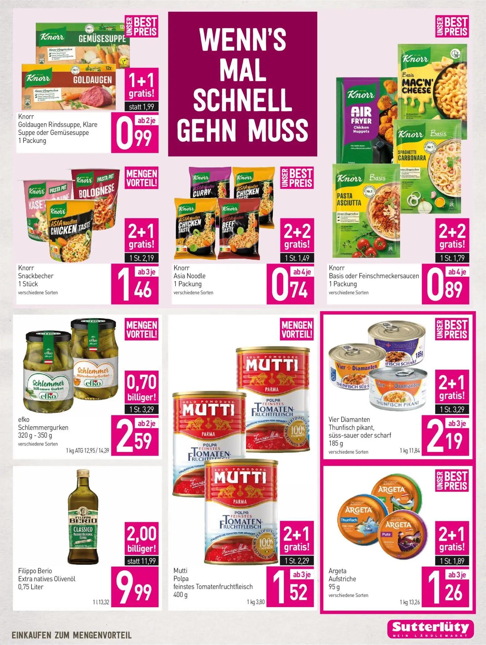 Sutterlüty Prospekt, Seite 17 von 20 — Filippo Berio Extra natives Olivenöl, Vier Diamanten Thunfisch pikant, süss-sauer ode…