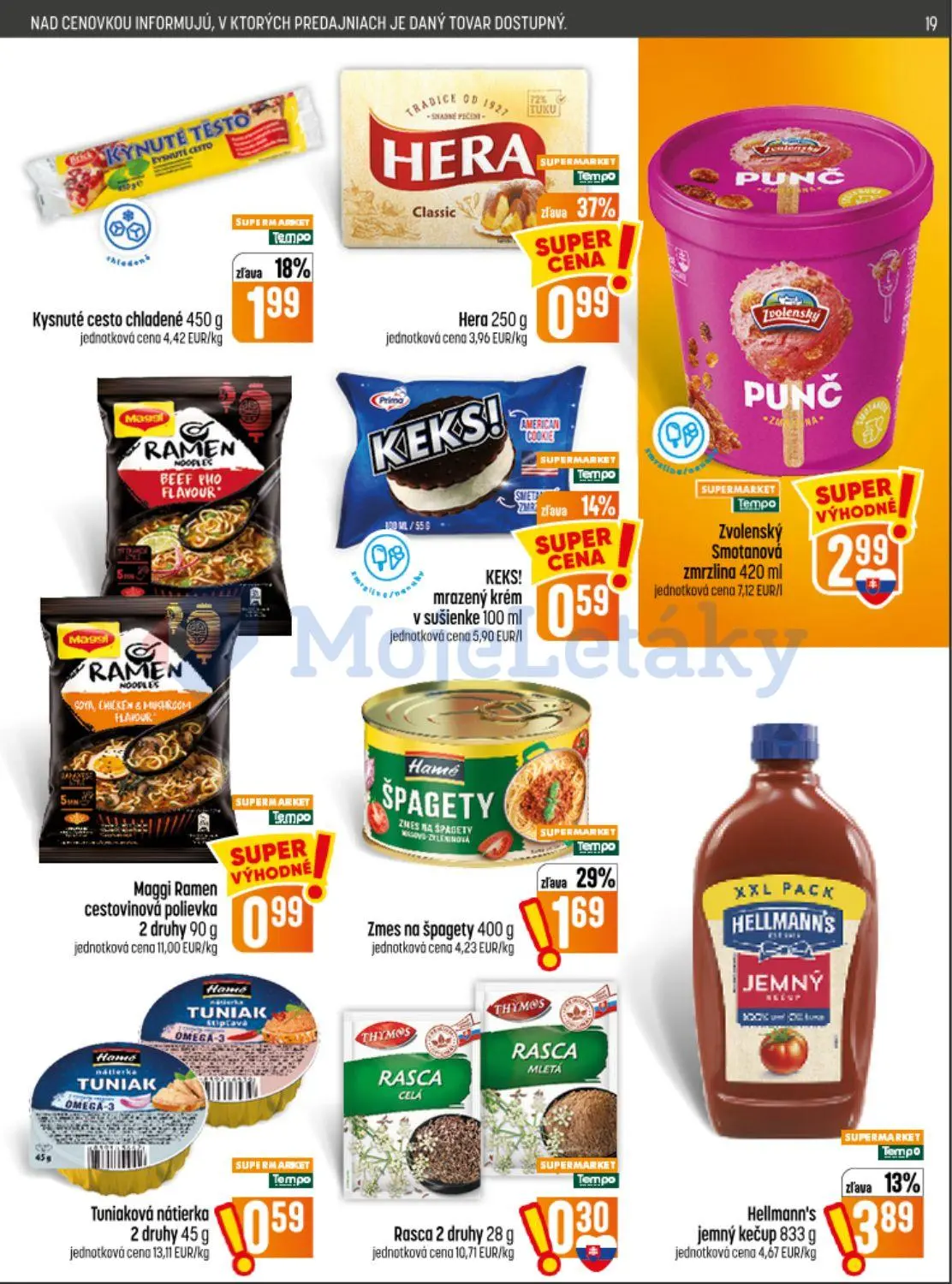 Coop Jednota leták, strana 19 z 32 — Zmes na špagety Hamé, Hera Classic, Hellmann's jemný kečup