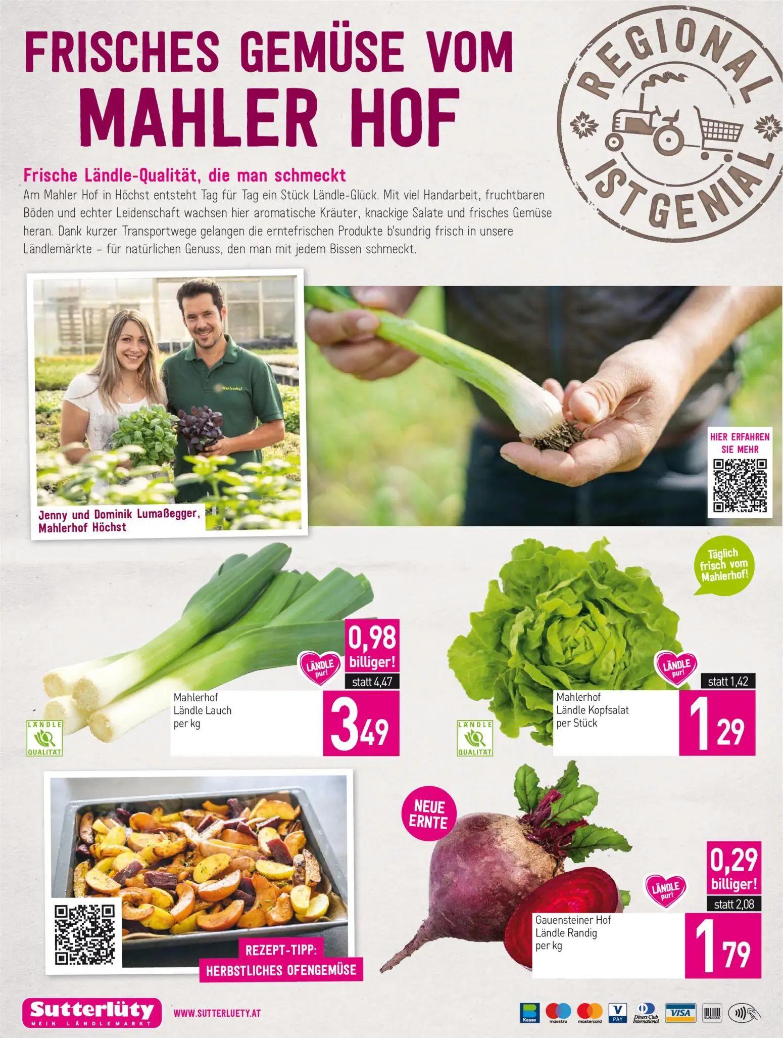 Sutterlüty Prospekt, Seite 20 von 20 — Mahlerhof Ländle Lauch, Gauensteiner Hof Ländle Randig, Mahlerhof Ländle Kopfsalat