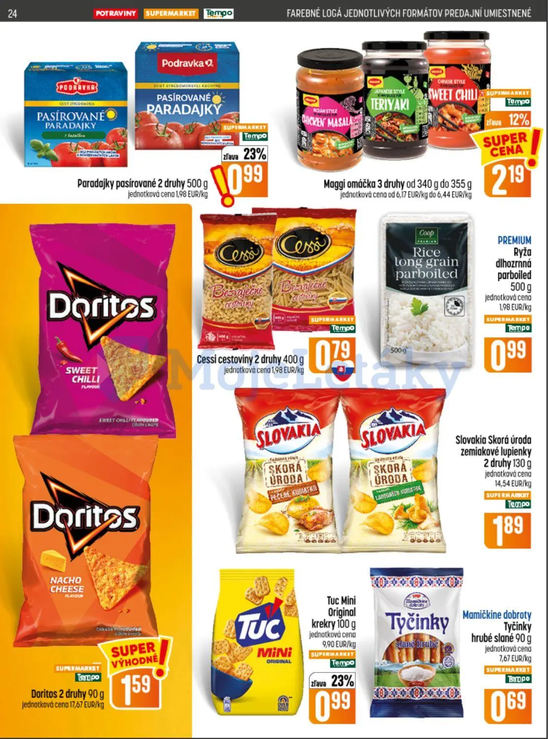Coop Jednota leták, strana 24 z 32 — Paradajky pasírované, Maggi omáčka, Tuc Mini Original krekry
