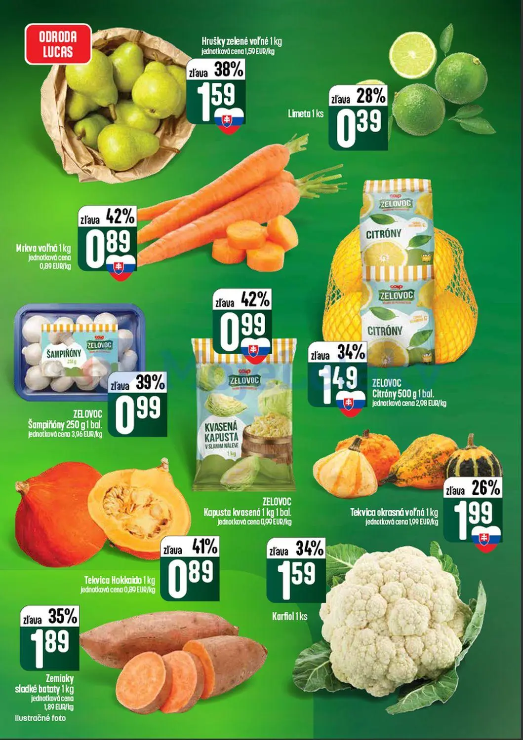 Coop Tempo leták, strana 7 z 60 — Zemiaky sladké bataty, Hrušky zelené voľné, Karfiol