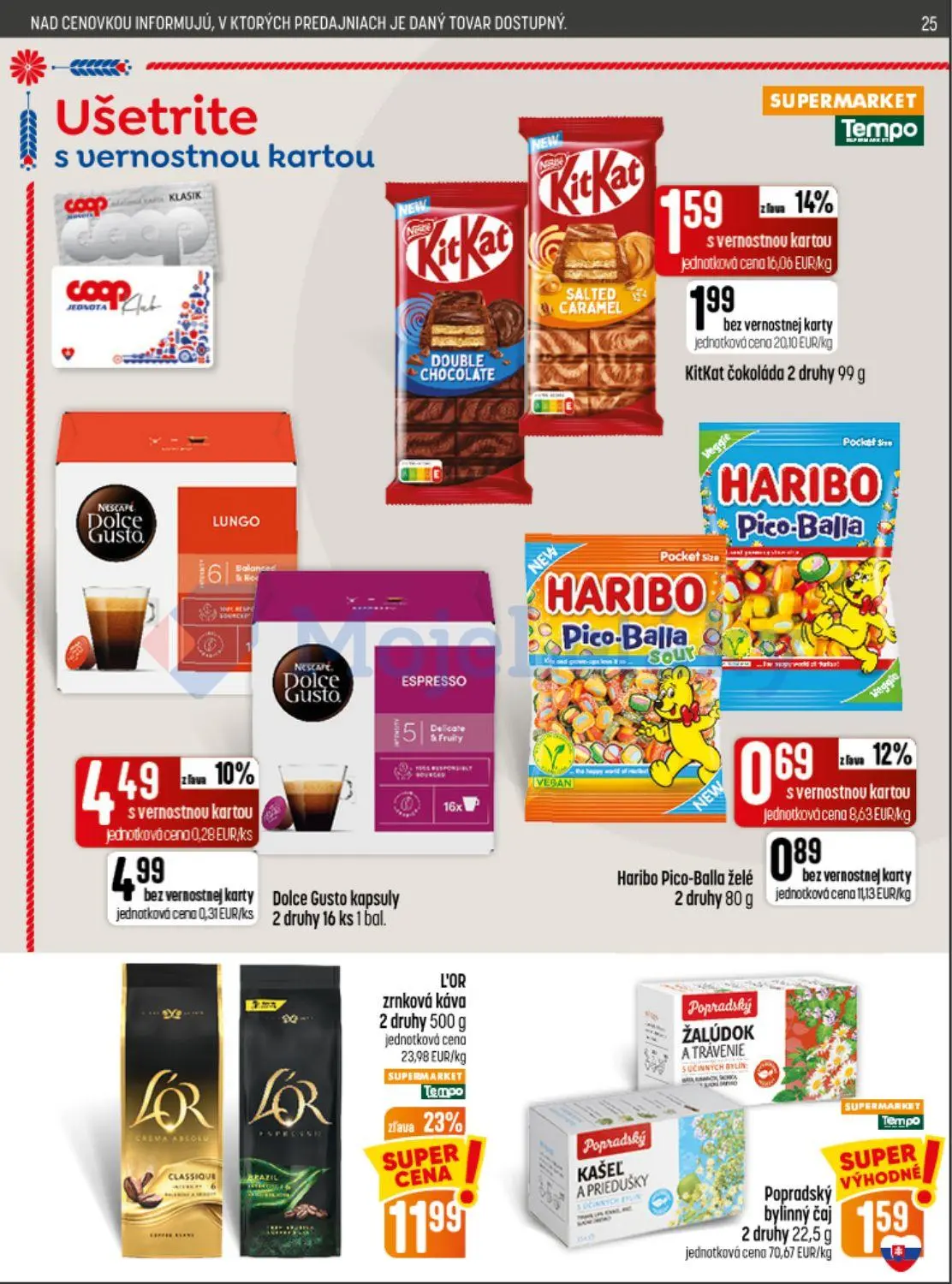 Coop Jednota leták, strana 25 z 32 — L'OR zrnková káva, Dolce Gusto kapsuly, KitKat čokoláda