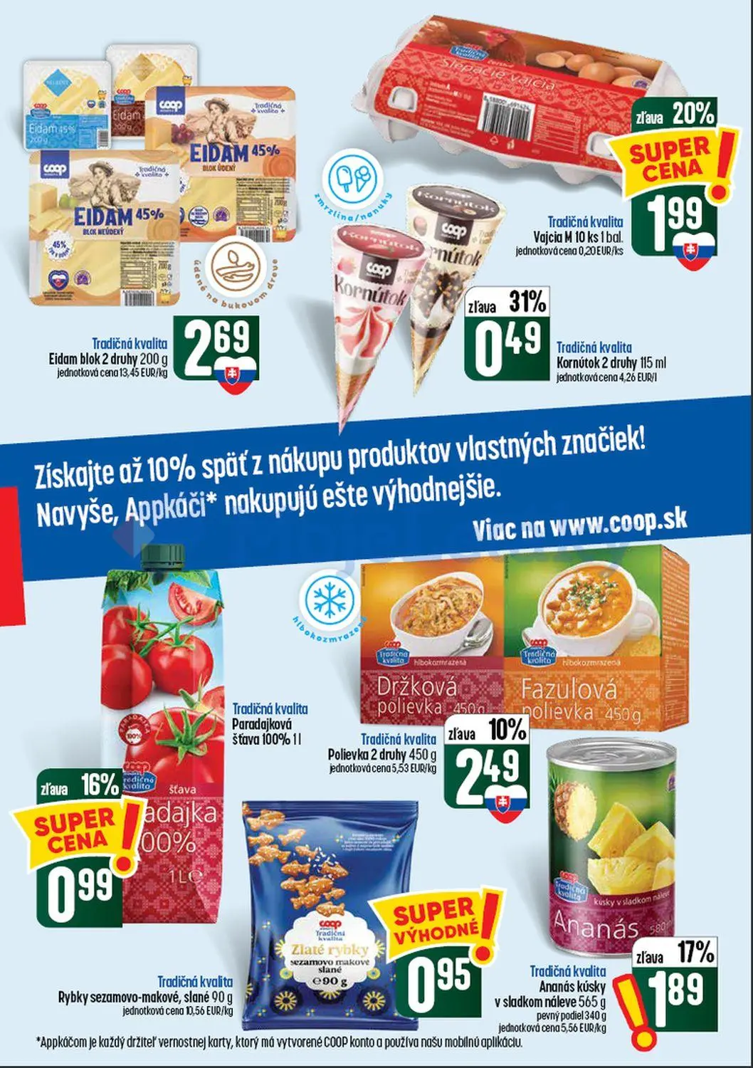 Coop Tempo leták, strana 11 z 60 — Vajcia M, Ananás kúsky v sladkom náleve, Polievka 2 druhy