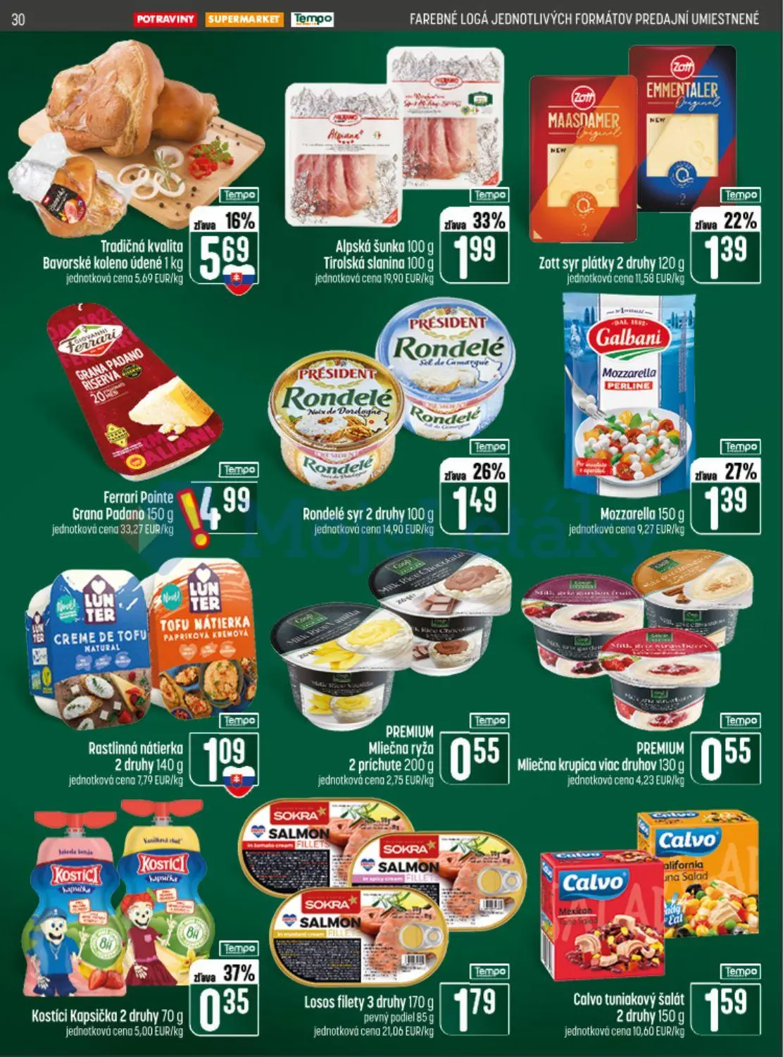 Coop Jednota leták, strana 30 z 32 — Bavorské koleno údené, Alpská šunka, Tirolská slanina