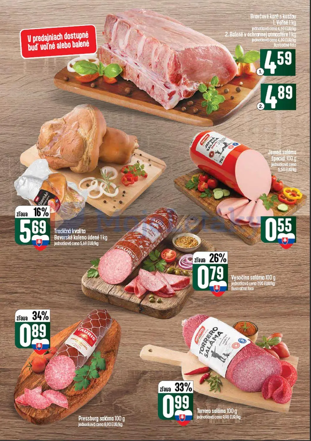 Coop Tempo leták, strana 14 z 60 — Bavorské koleno údené, Torrero saláma, Pressburg saláma