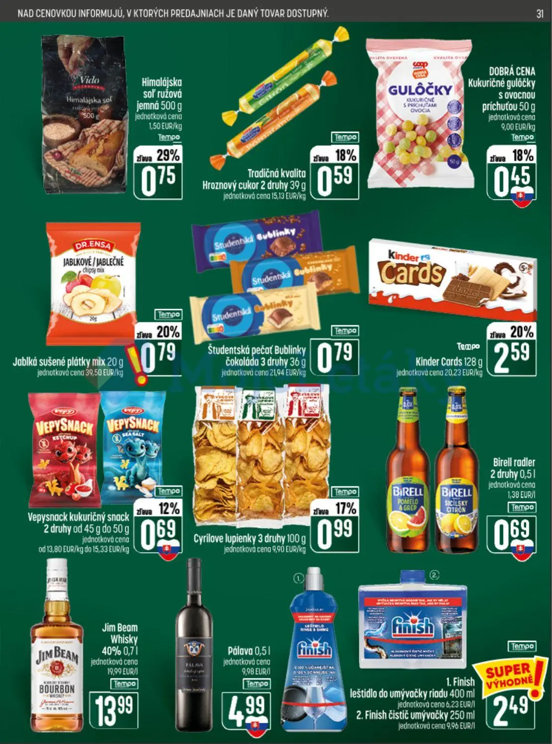 Coop Jednota leták, strana 31 z 32 — Kinder Cards, Himalájska soľ ružová jemná, Jablká sušené plátky mix