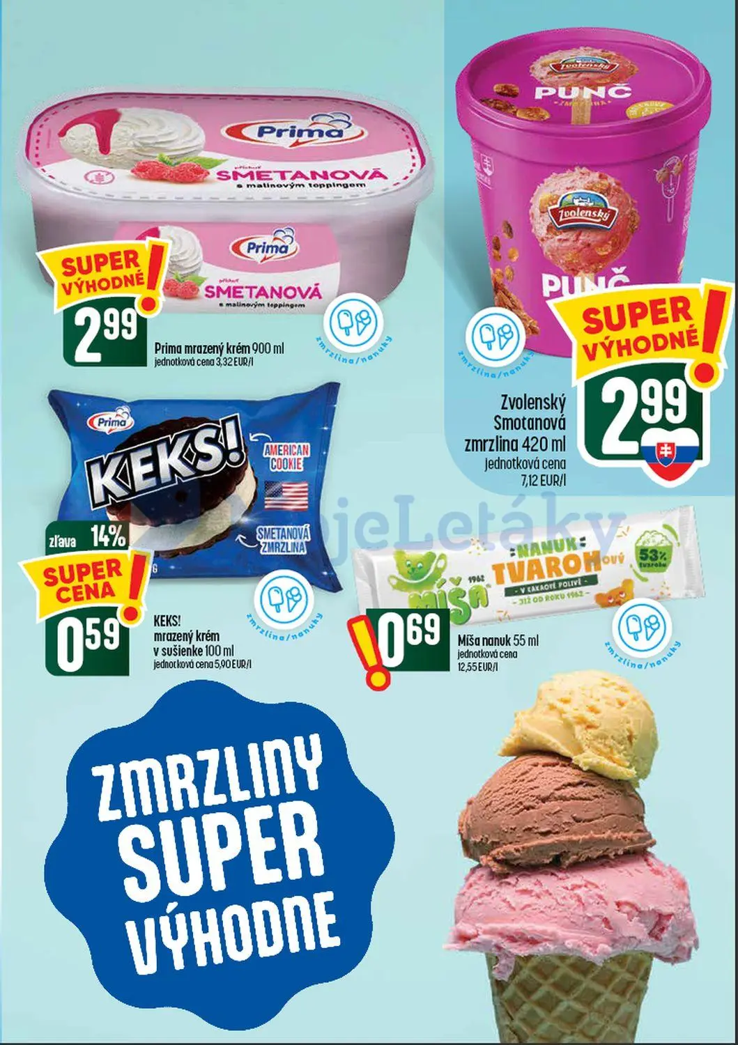 Coop Tempo leták, strana 19 z 60 — KEKS! mrazený krém v sušienke, Prima mrazený krém, Zvolenský Smotanová zmrzlina