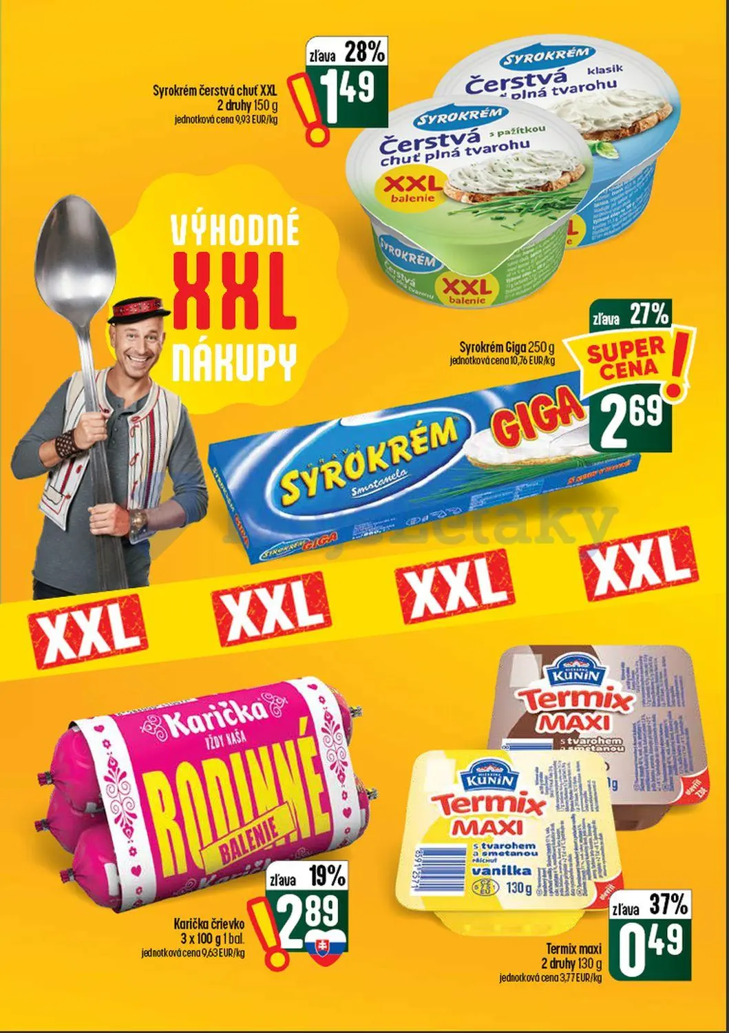 Coop Tempo leták, strana 27 z 60 — Syrokrém Giga, Karička črievko, Syrokrém čerstvá chuť XXL 2 druhy