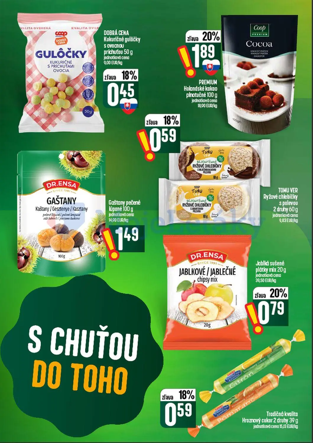 Coop Tempo leták, strana 38 z 60 — Holandské kakao plnotučné, Jablká sušené plátky mix, Ryžové chlebíčky s polevou