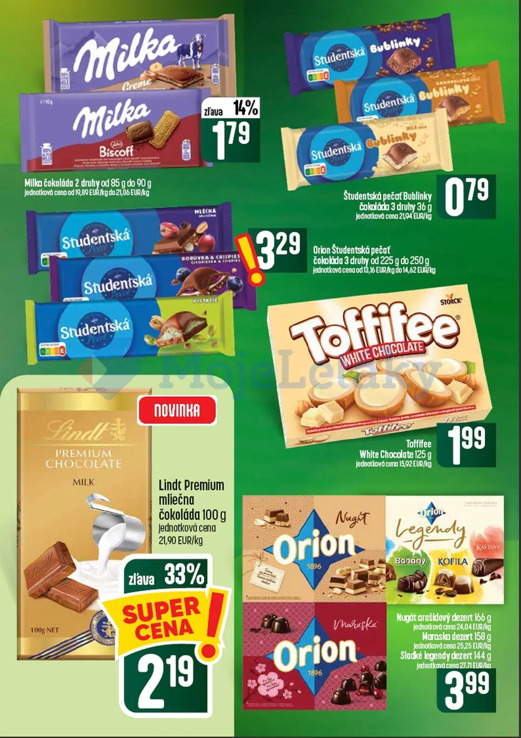 Coop Tempo leták, strana 39 z 60 — Lindt Premium mliečna čokoláda, Milka čokoláda, Študentská pečať Bublinky čokoláda