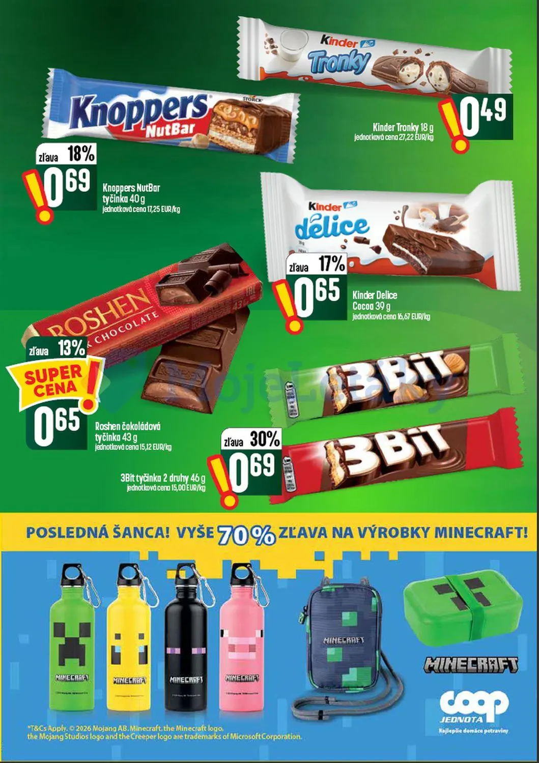 Coop Tempo leták, strana 40 z 60 — 3Bit tyčinka 2 druhy, Knoppers NutBar tyčinka, Kinder Delice Cocoa