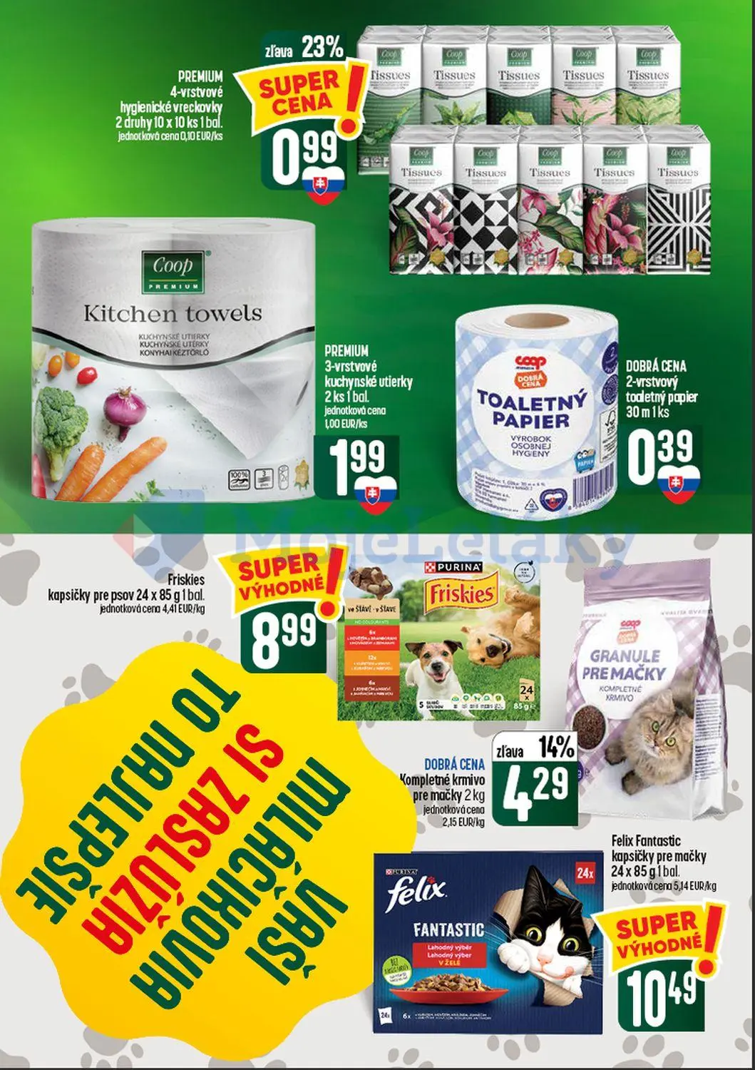 Coop Tempo leták, strana 59 z 60 — GRANULE PRE MAČKY Kompletné krmivo, PREMIUM hygienické vreckovky, PREMIUM kuchynské utier…