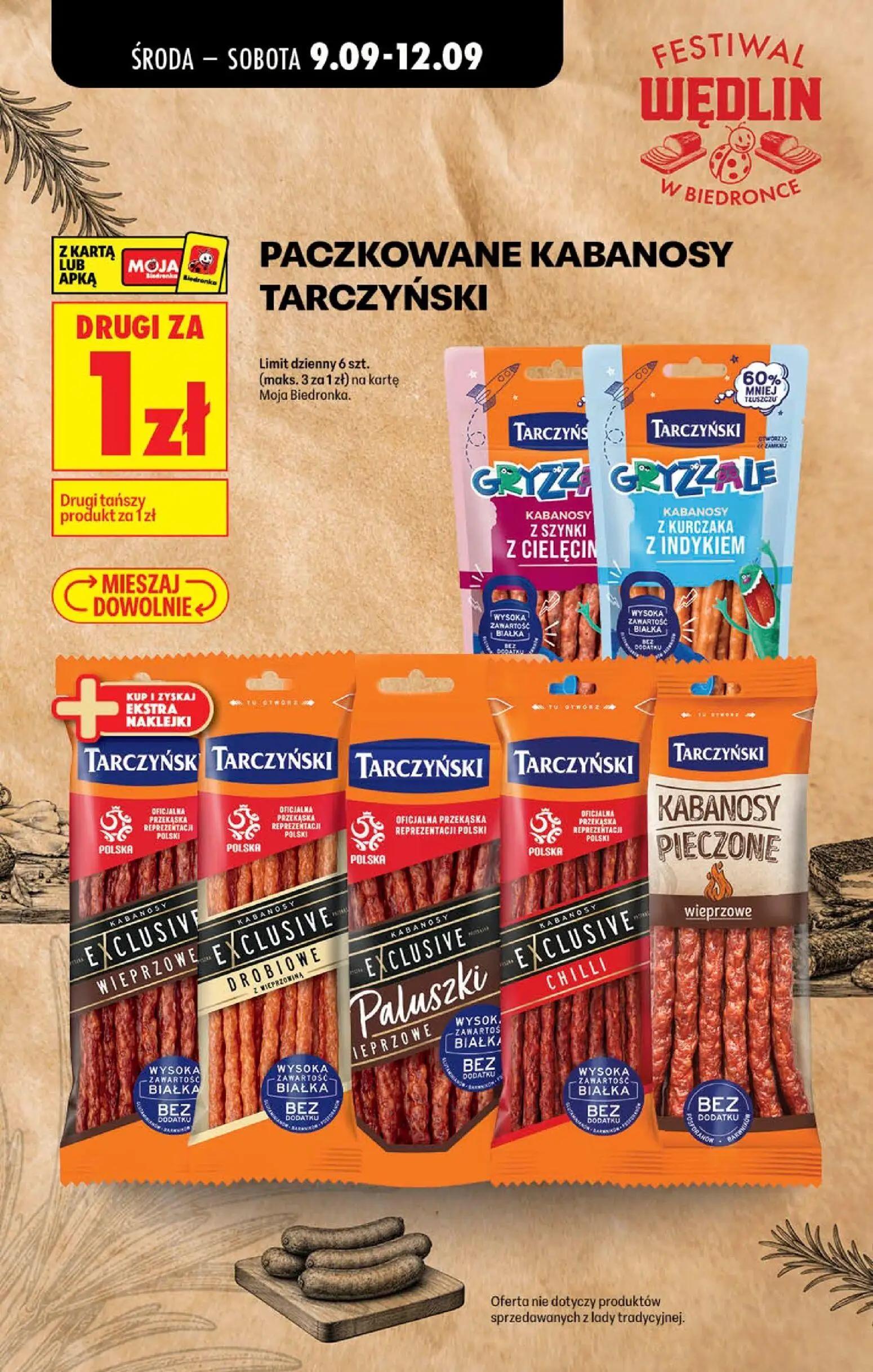 Biedronka gazetka, strona 2 z 4 — PACZKOWANE KABANOSY TARCZYŃSKI GRYZZALE KABANOSY Z SZYNKI Z CIELĘCIN, PACZKOWANE KABANOSY …