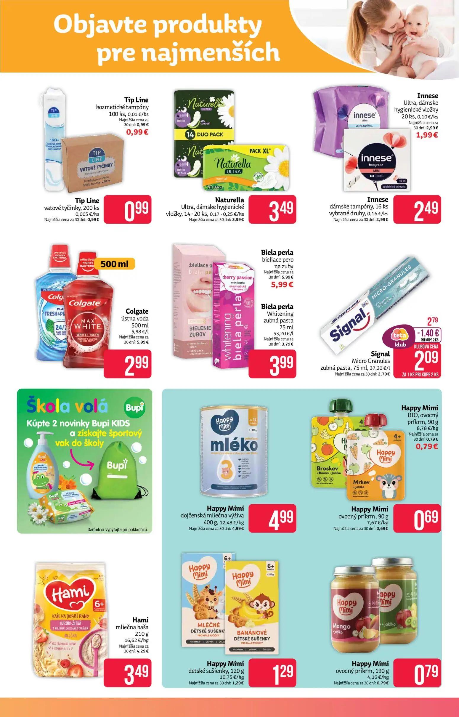 Teta Drogerie leták, strana 11 z 16 — Colgate ústna voda, Innese Ultra, dámske hygienické vložky, Hami mliečna kaša