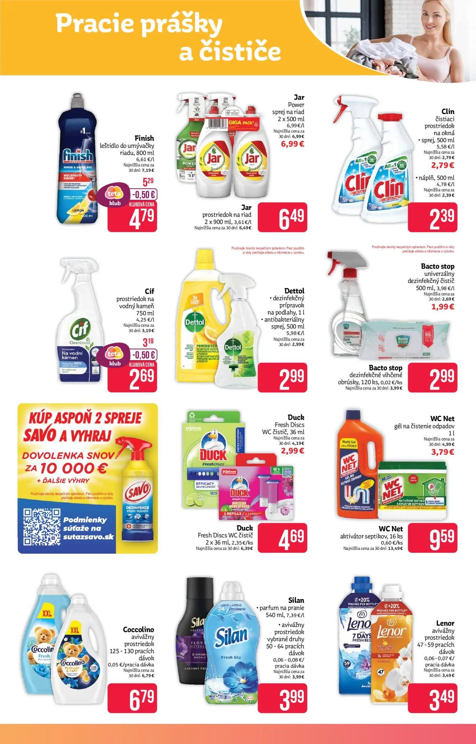 Teta Drogerie leták, strana 15 z 16 — Duck Fresh Discs WC čistič, 36 ml, WC Net gél na čistenie odpadov, Finish leštidlo do …