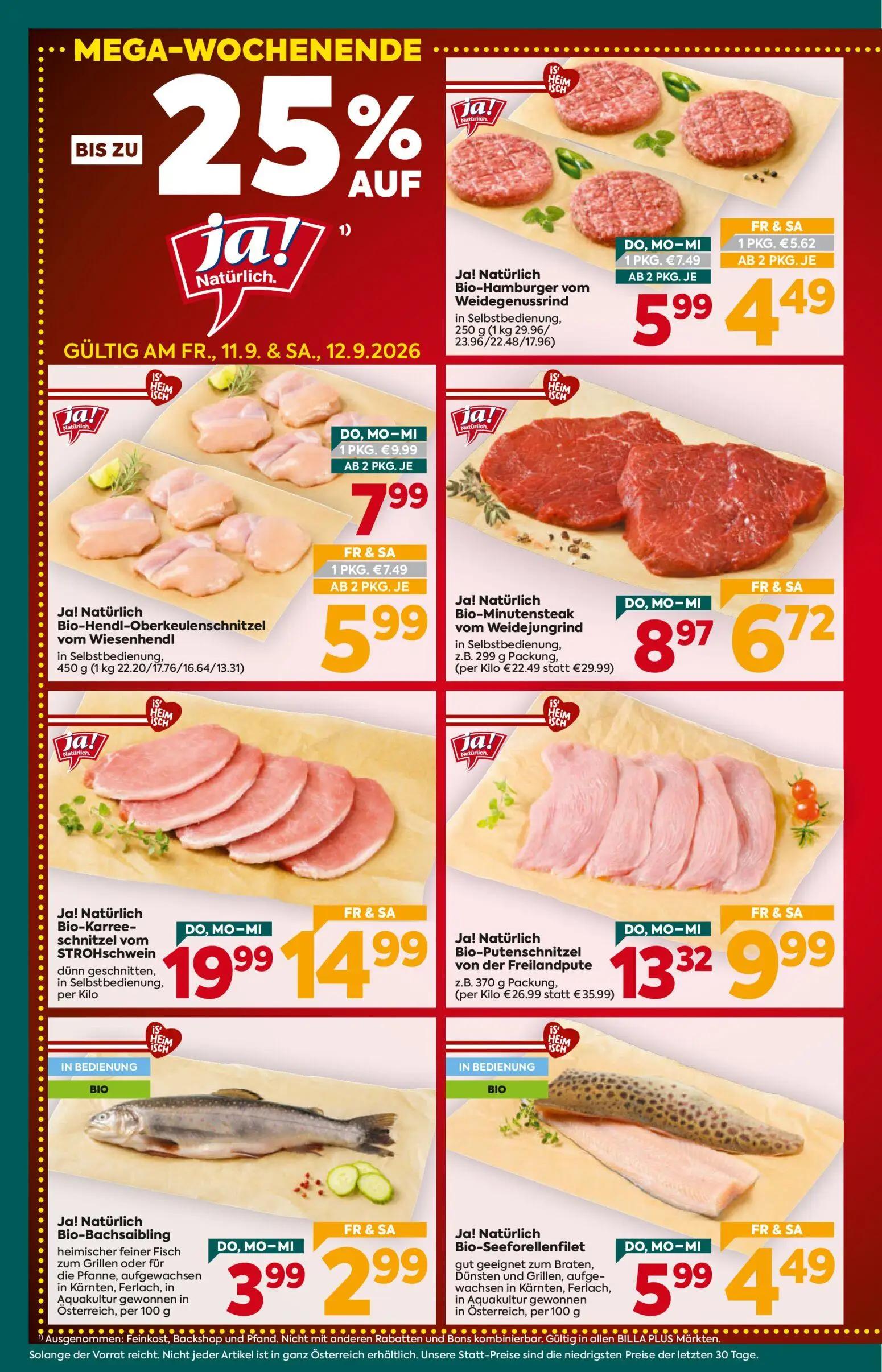 Billa Plus Prospekt, Seite 4 von 16 — Ja! Natürlich Bio-Karree-schnitzel vom STROHschwein dünn geschnitten, in Selbstbedienu…
