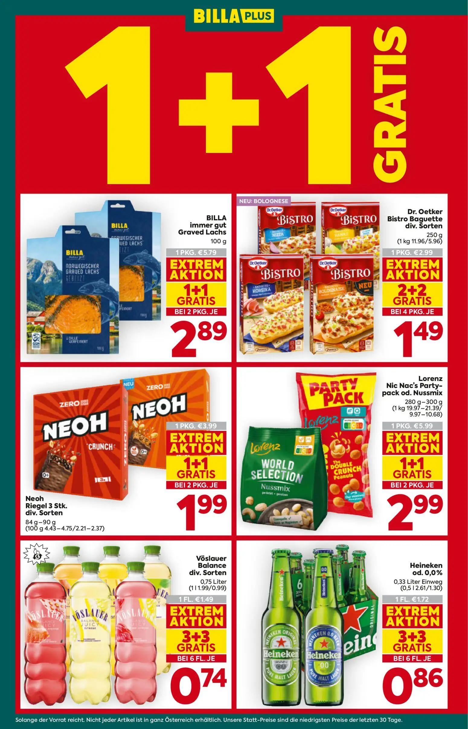 Billa Plus Prospekt, Seite 6 von 16 — Lorenz Nic Nac's Party-pack od. Nussmix, BILLA immer gut Graved Lachs, Neoh Riegel 3 S…