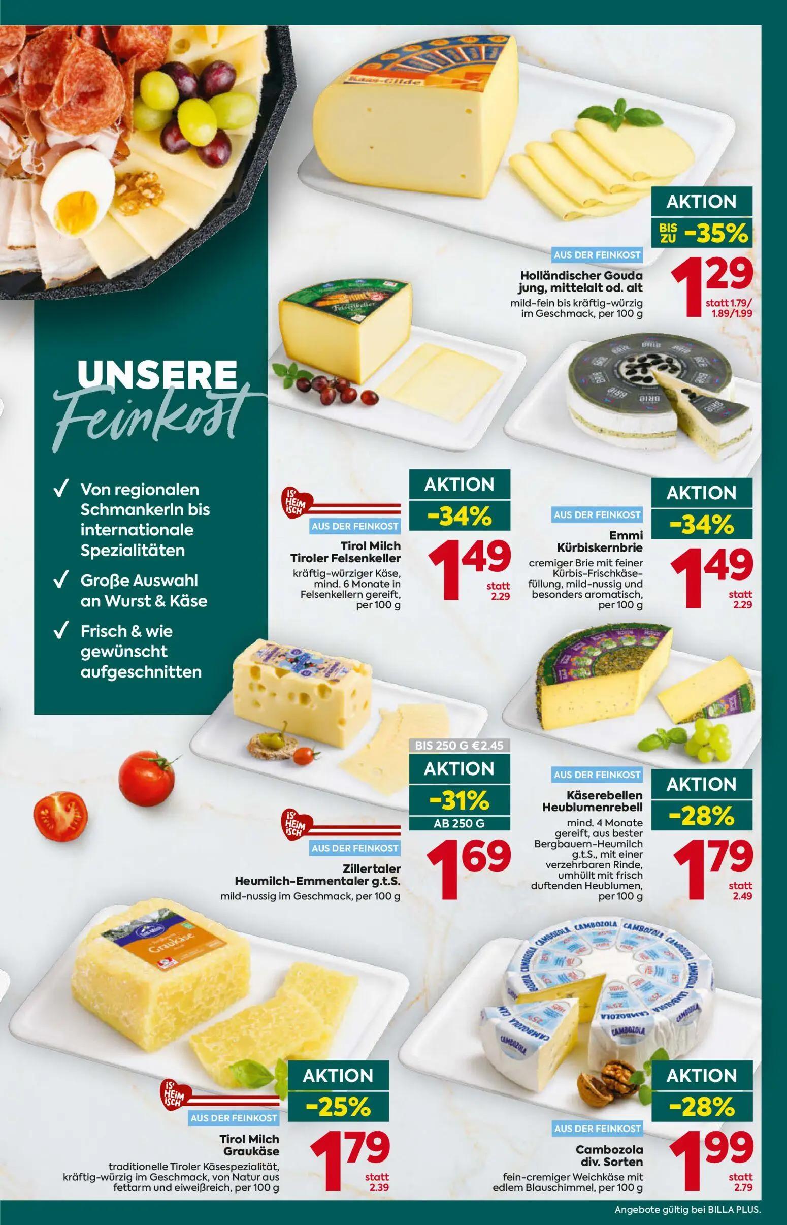 Billa Plus Prospekt, Seite 9 von 16 — Tirol Milch Tiroler Felsenkeller, Emmi Kürbiskernbrie, Cambozola div. Sorten
