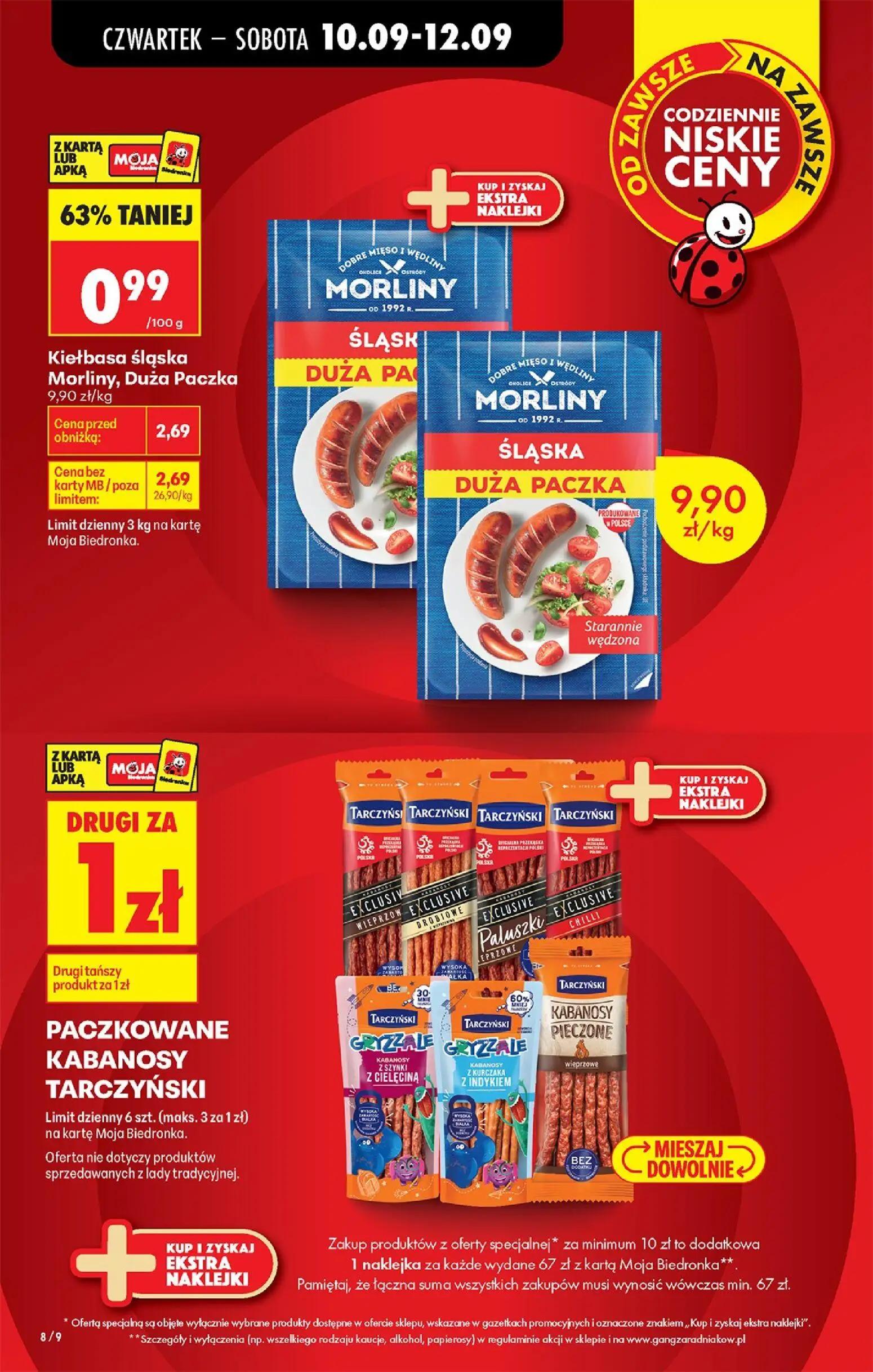 Biedronka gazetka, strona 10 z 95 — Kiełbasa śląska Morliny, Duża Paczka, Kiełbasa Śląska Morliny Duża Paczka, Paczkowane Ka…