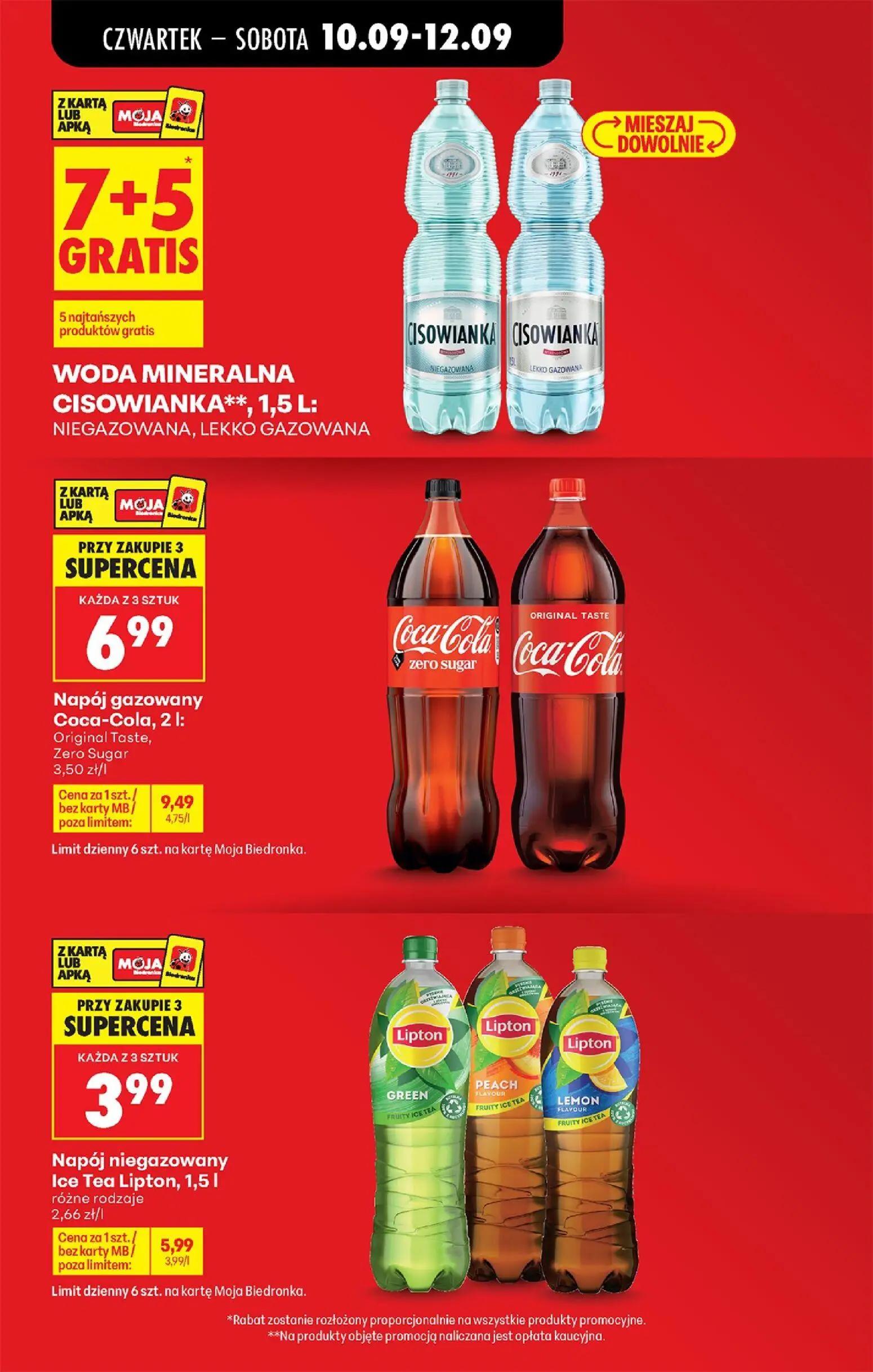 Biedronka gazetka, strona 13 z 95 — Napój gazowany Coca-Cola, Original Taste, Zero Sugar, Napój niegazowany Ice Tea Lipton, …
