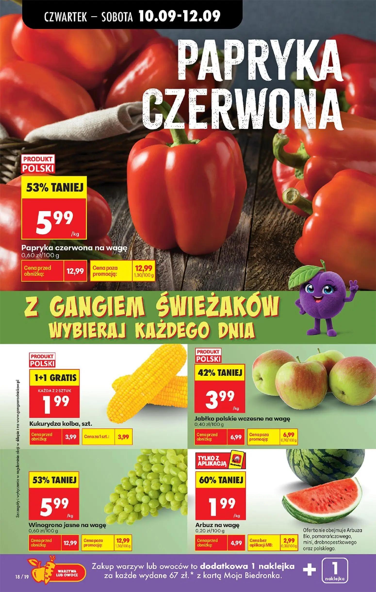 Biedronka gazetka, strona 34 z 95 — Papryka czerwona na wagę, Winogrono jasne na wagę, Jabłko polskie wczesne na wagę