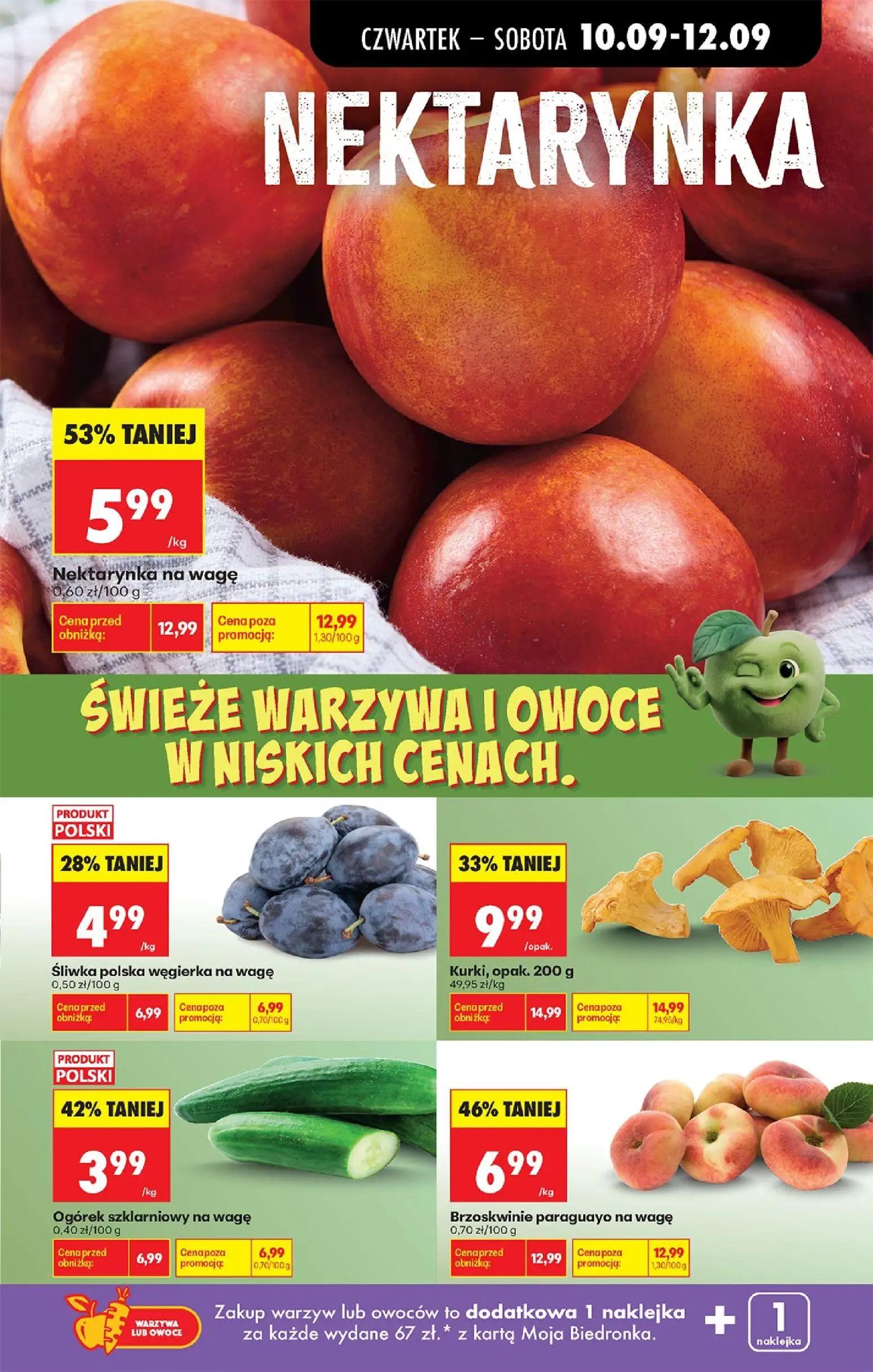 Biedronka gazetka, strona 35 z 95 — Nektarynka na wagę, Brzoskwinie paraguayo na wagę, Kurki, opak.
