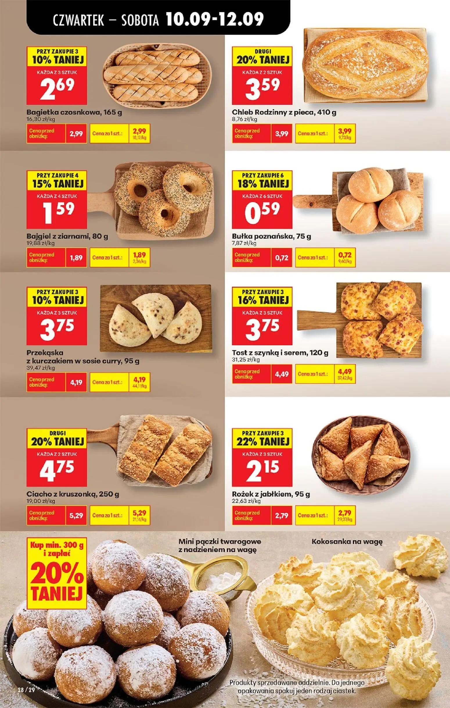 Biedronka gazetka, strona 46 z 95 — Tost z szynką i serem, Rożek z jabłkiem, Ciacho z kruszonką