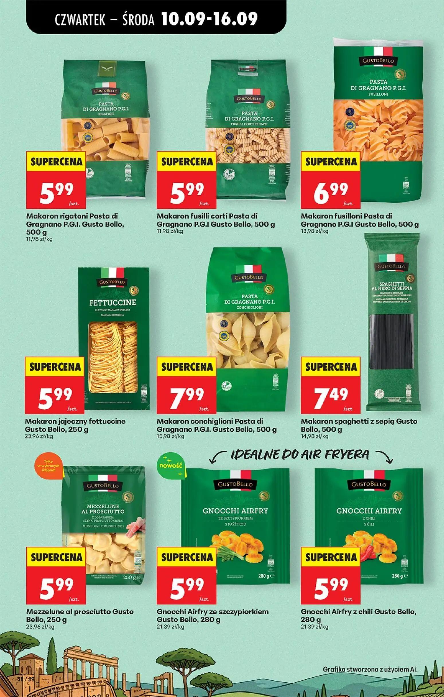 Biedronka gazetka, strona 58 z 95 — Makaron rigatoni Pasta di Gragnano P.G.I. Gusto Bello, Makaron fusilli corti Pasta di Gr…