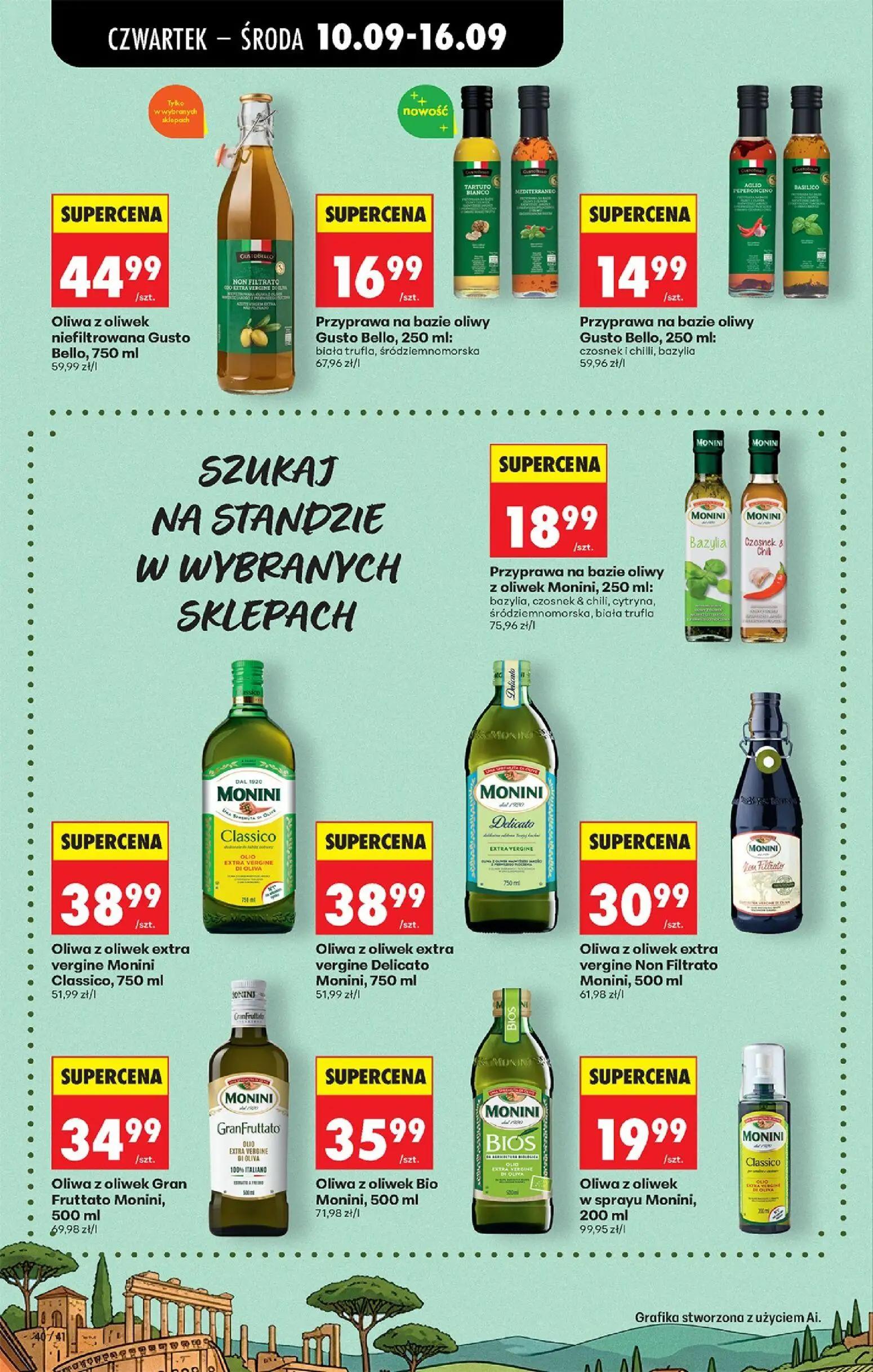 Biedronka gazetka, strona 60 z 95 — Oliwa z oliwek niefiltrowana Gusto Bello, Przyprawa na bazie oliwy Gusto Bello, Przypraw…