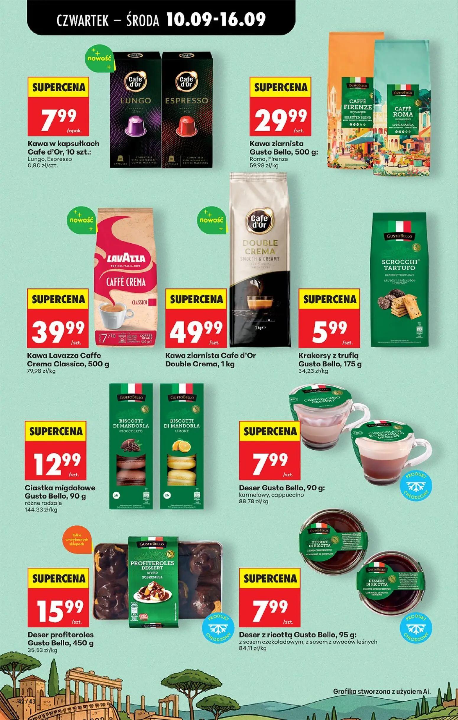 Biedronka gazetka, strona 62 z 95 — Kawa w kapsułkach Cafe d'Or, 10 szt.: Lungo, Espresso, Kawa ziarnista Gusto Bello, 500 g…